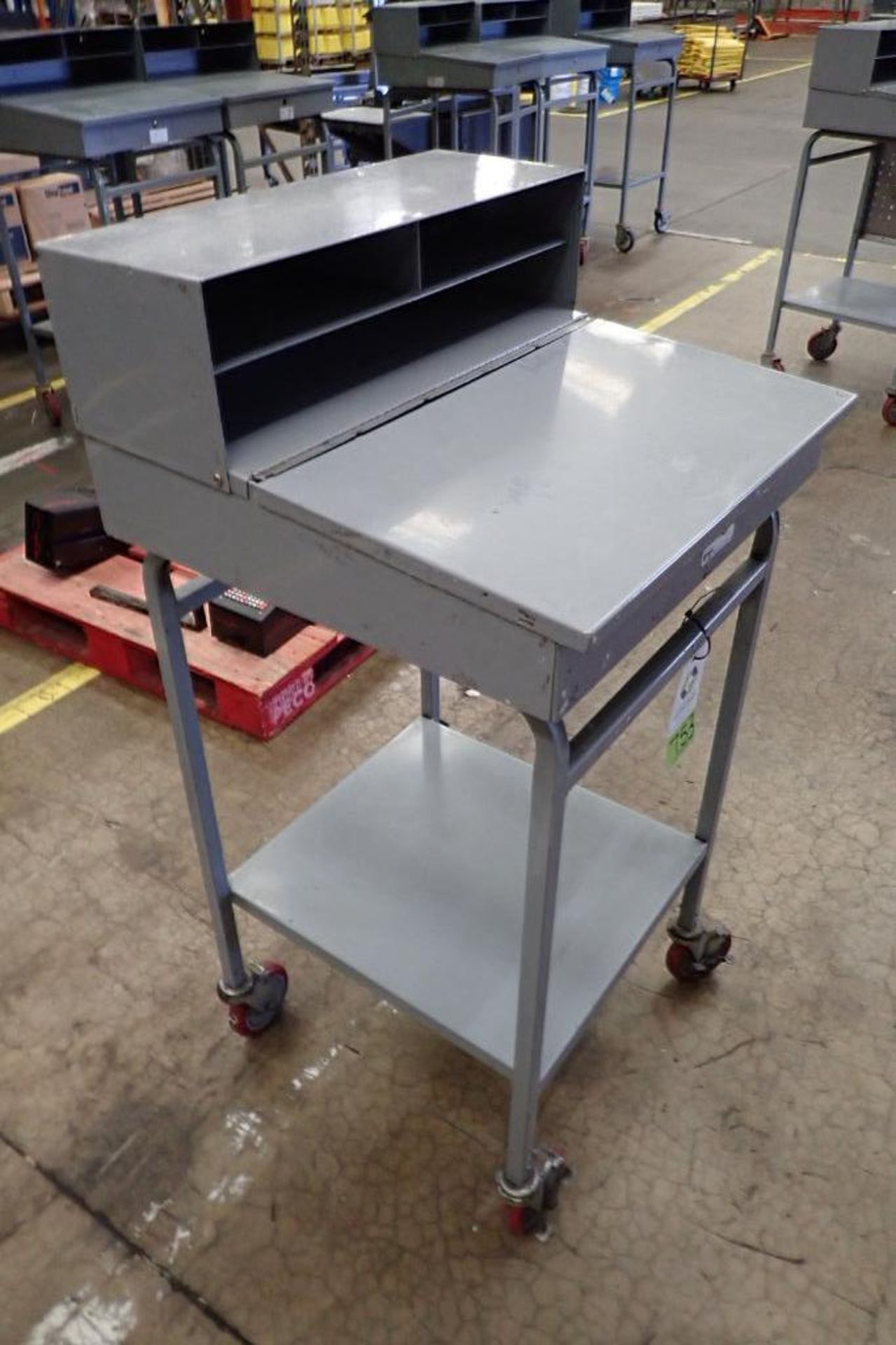 Win-Holt mild steel shipping desk on casters. **Rigging Fee: $10** - Image 3 of 3