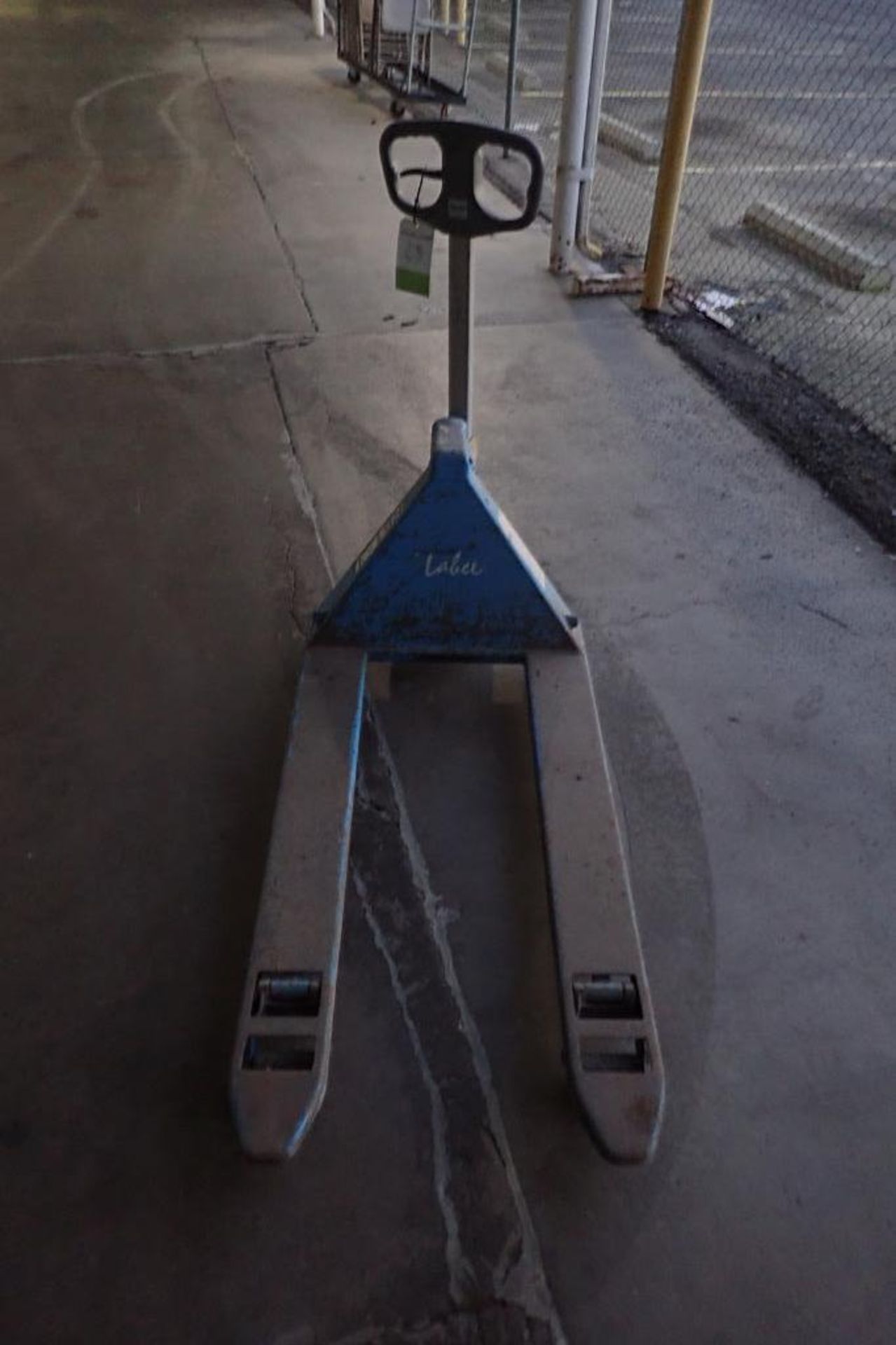 Bishamon hydraulic pallet jack, Model BS55, SN 11120212, 5,500 lb. capacity, blue. **Rigging Fee: $1 - Image 2 of 5