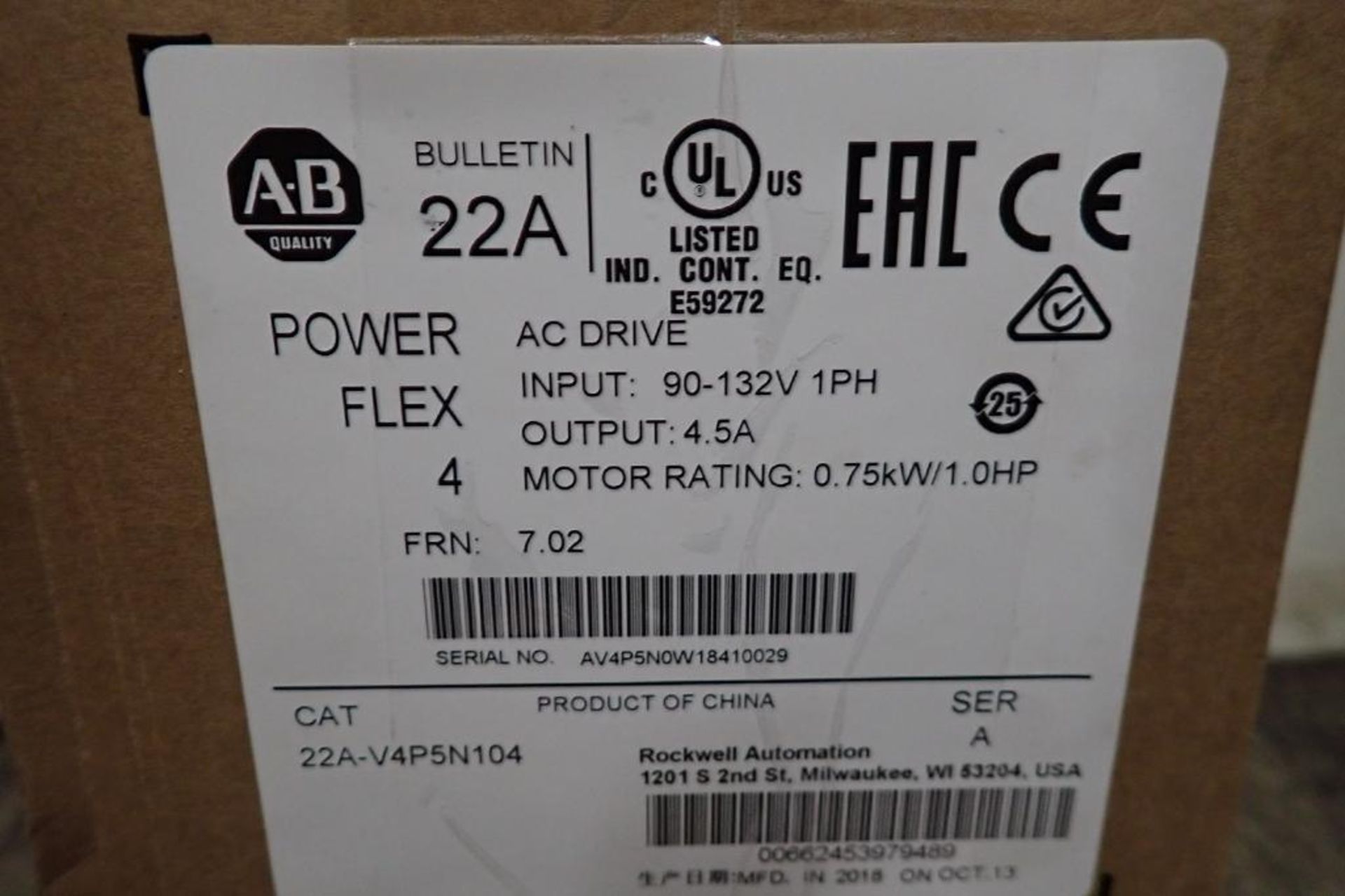 Unused Allen Bradley power flex 4 vfd, 1 hp, 380-480 volt, unused Allen Bradley power flex 4 vfd, 1 - Image 7 of 12