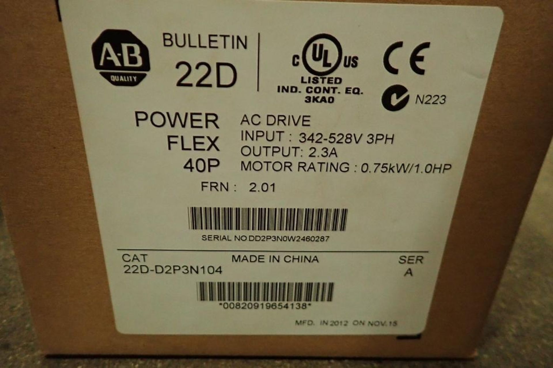 Unused Allen Bradley power flex 40P vfd, 1 hp, 342-528 volt. **Rigging Fee: $10** - Image 6 of 8