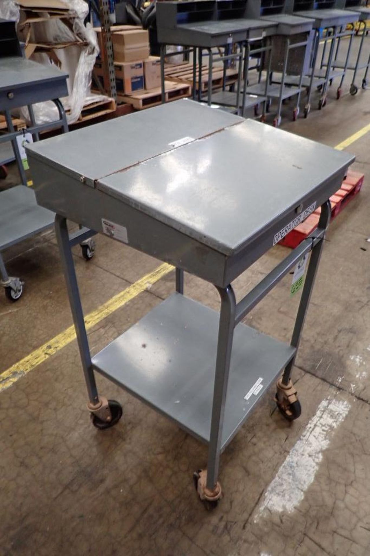 Win-Holt mild steel shipping desk on casters. **Rigging Fee: $10** - Image 2 of 4