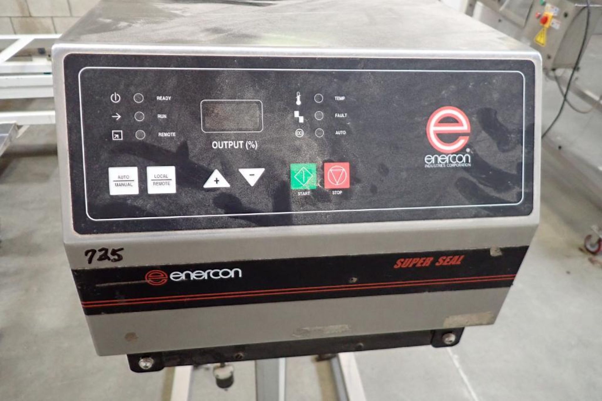 Enercon heat sealer, Model LM4481-12, SN C18354-01, on stand. **Rigging Fee: $50** - Image 2 of 6