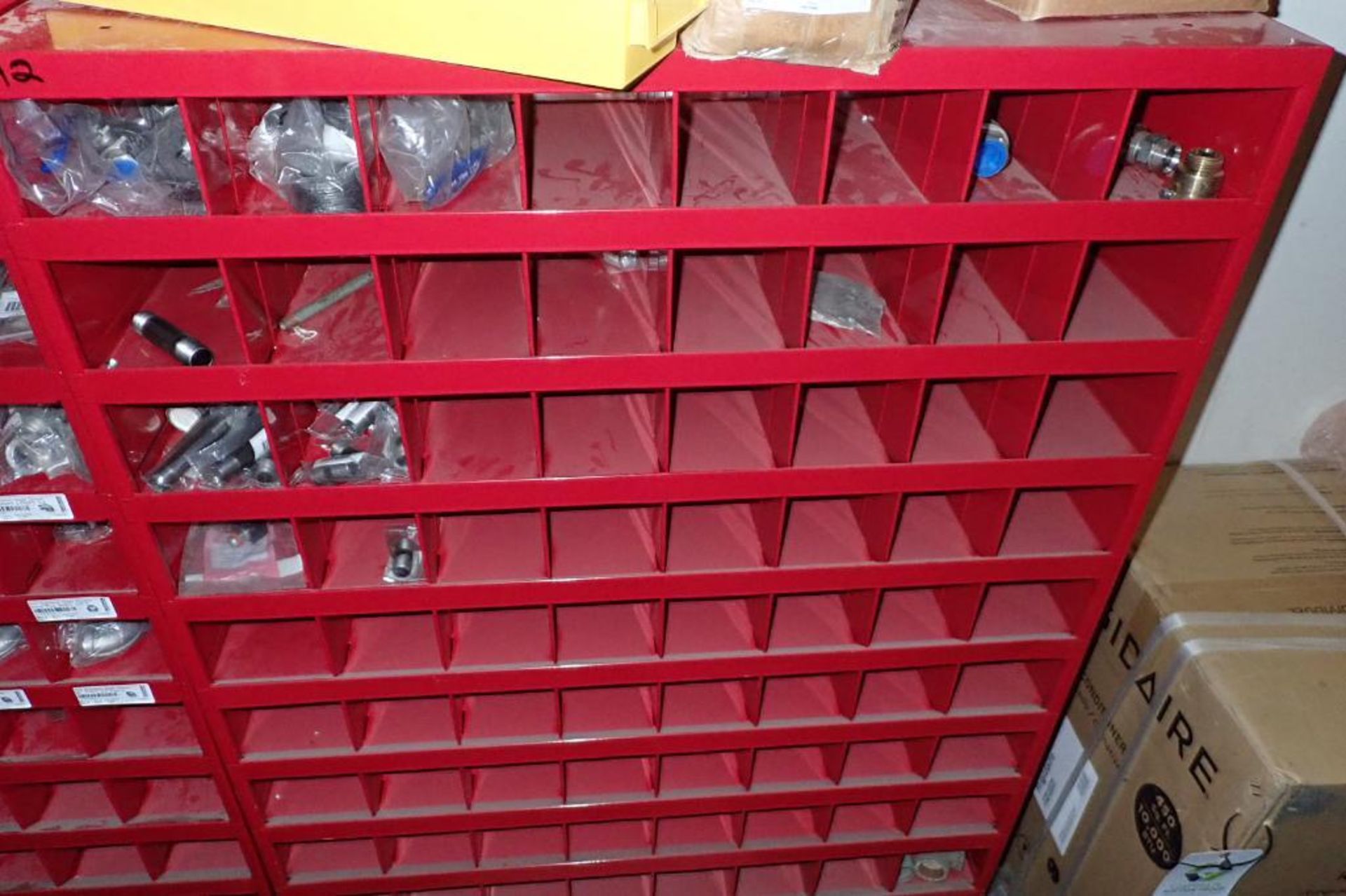 (3) Grainger pigeon hole cabinets with pipe fittings. **Rigging Fee: $150** - Image 5 of 6