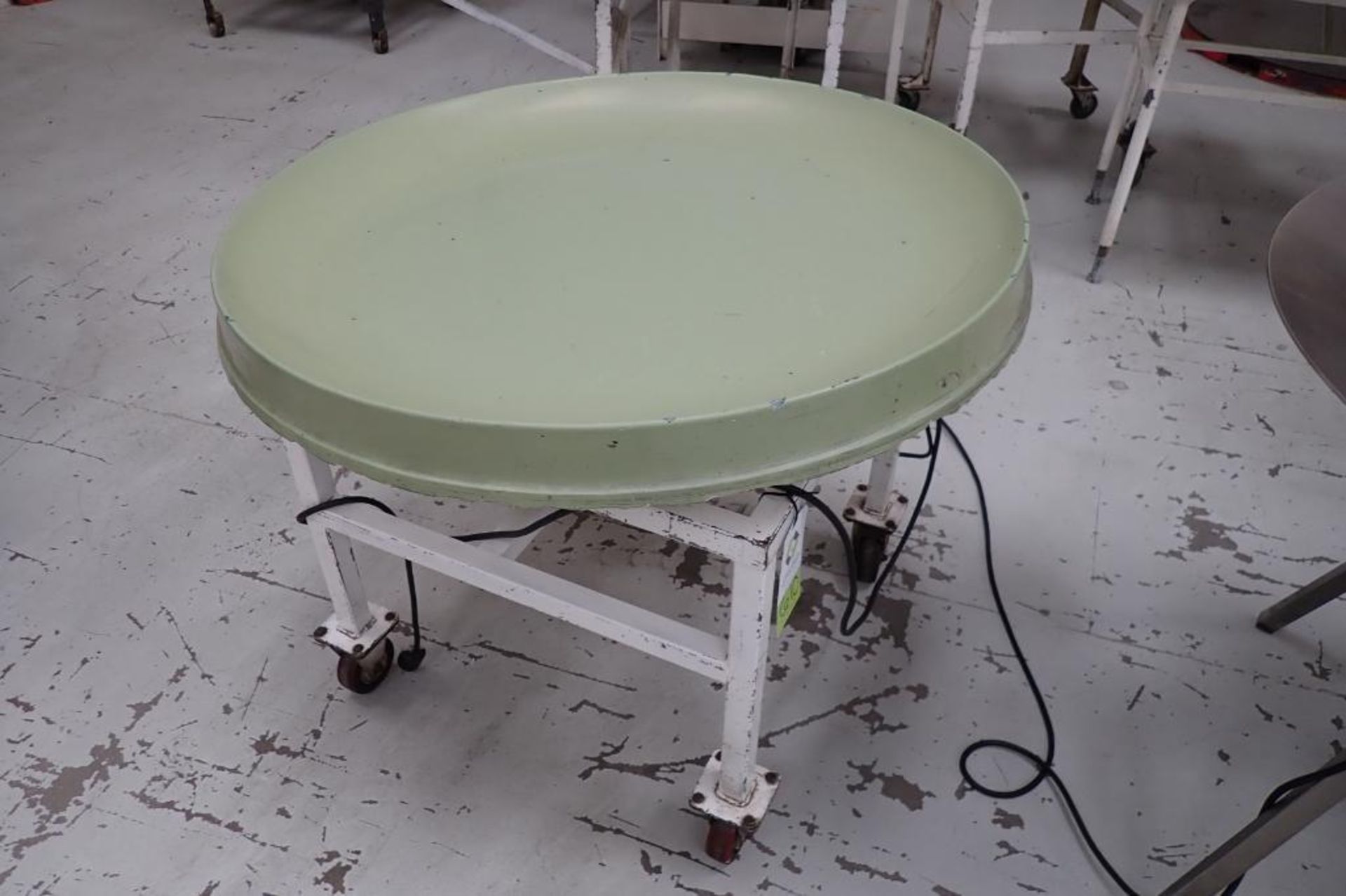 Plastic rotating accumulation table, 36 in. dia., withdrive. **Rigging Fee: $50**