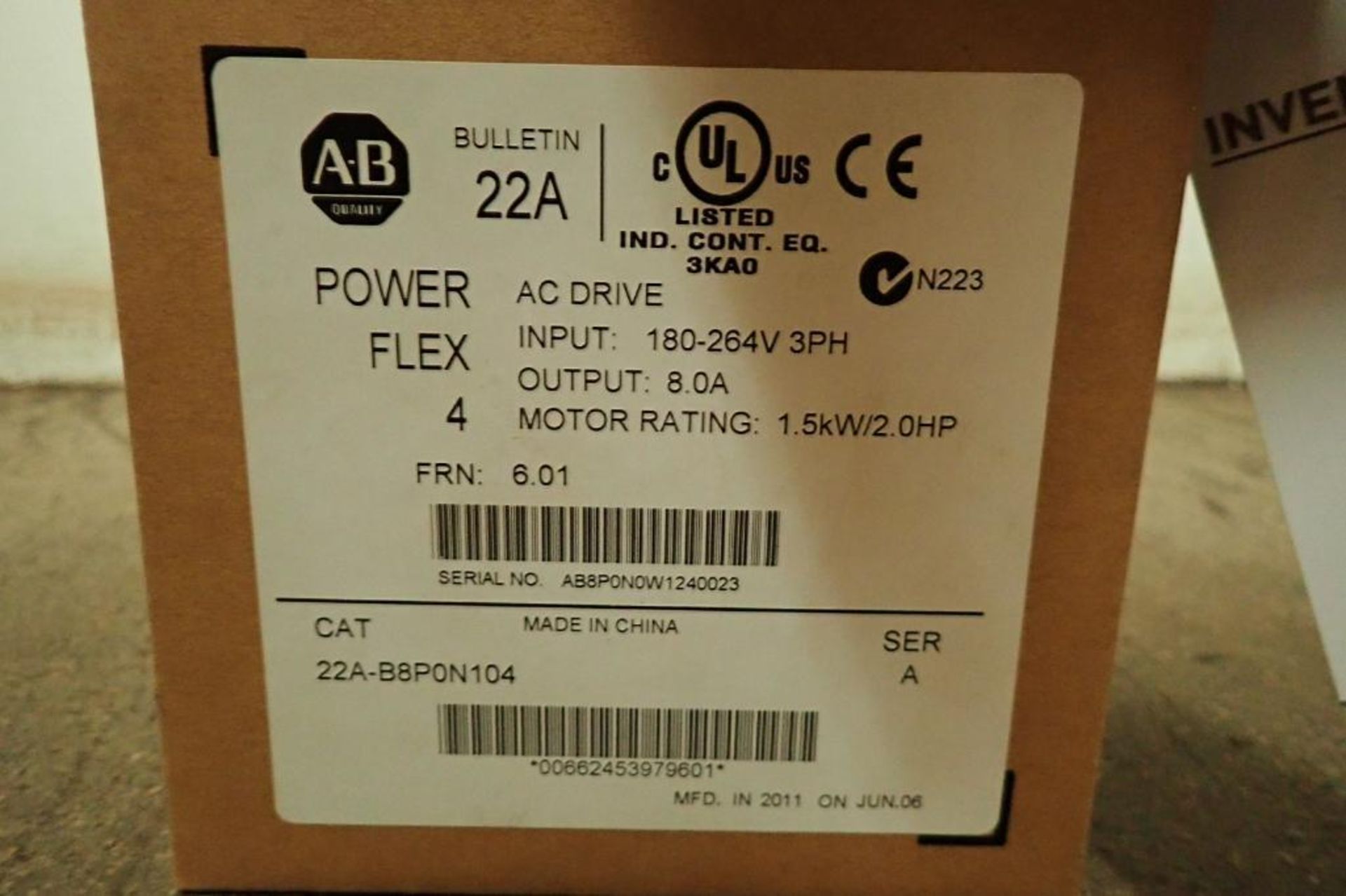 Unused Allen Bradley power flex 4 vfd, 1 hp, 380-480 volt, unused Allen Bradley power flex 4 vfd, 1 - Image 11 of 12