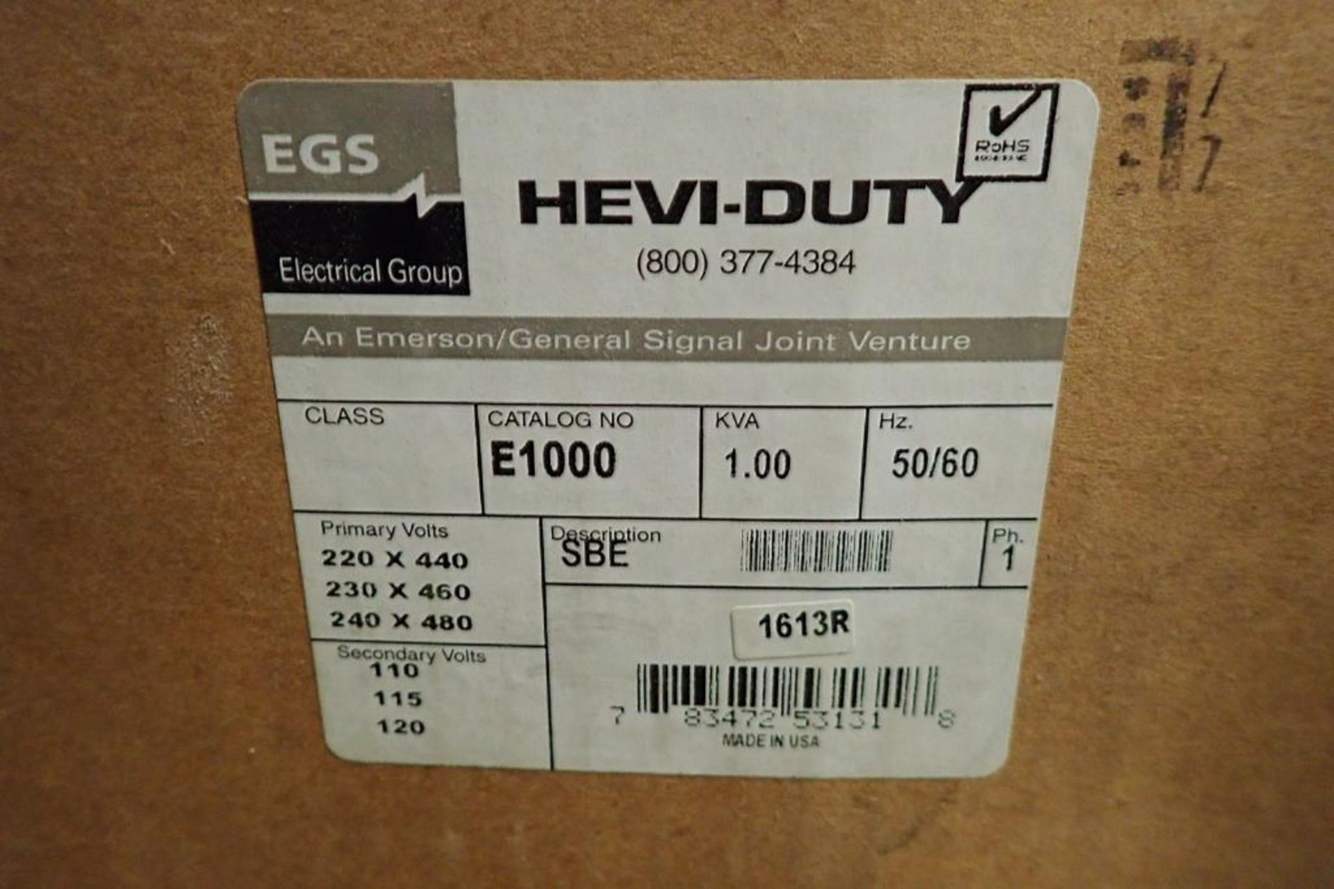 Unused EGS heavy duty industrial control transformer, primary voltage 220x460 / 230x460 / 240x480, s - Image 5 of 6