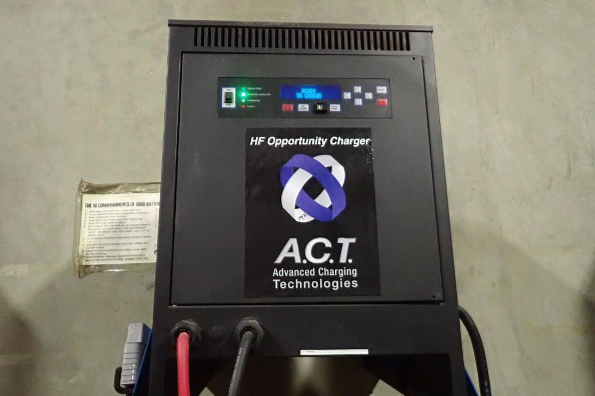 ACT 36 volt battery charger, Model P36-1009-R25, SN 3110403JC, 480V. **Rigging Fee: $75**