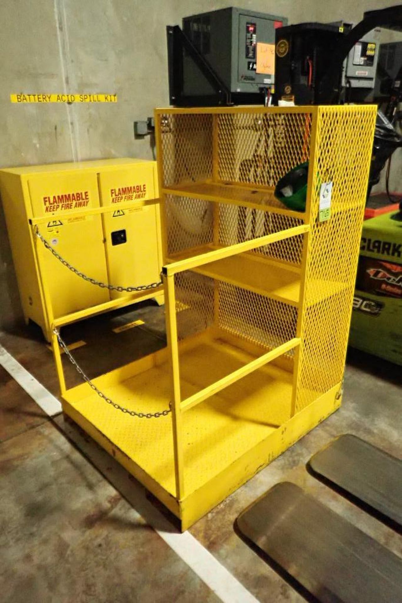 Mild steel man lift basket for fork lift, 1,000 lb. cap.. **Rigging Fee: $25**