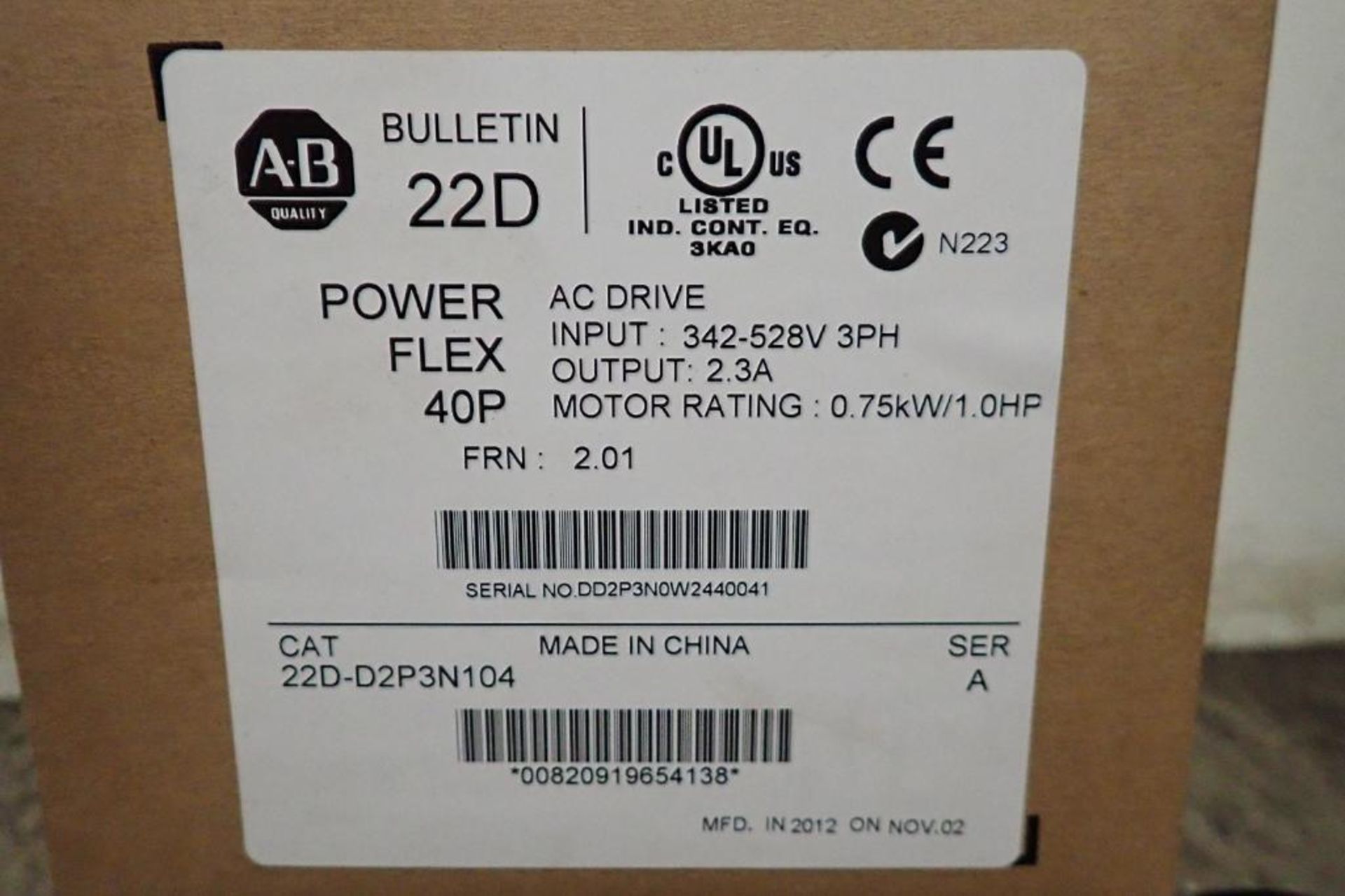 Unused Allen Bradley power flex 40P vfd, 1 hp, 342-528 volt. **Rigging Fee: $10** - Image 2 of 8