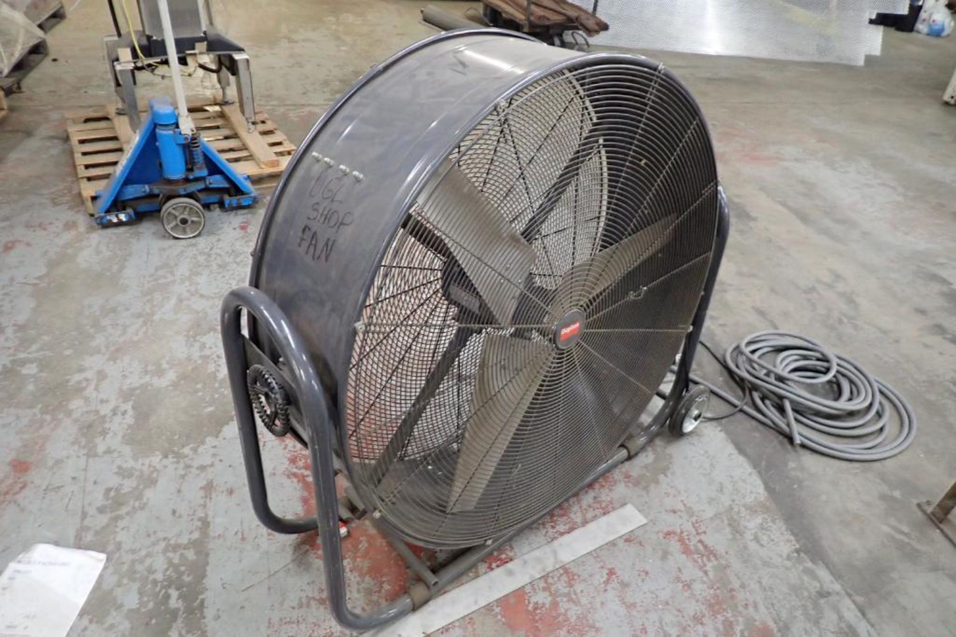 Dayton 36 in. floor fan, Model 1YNW6A, on wheels. **Rigging Fee: $10** - Image 4 of 7