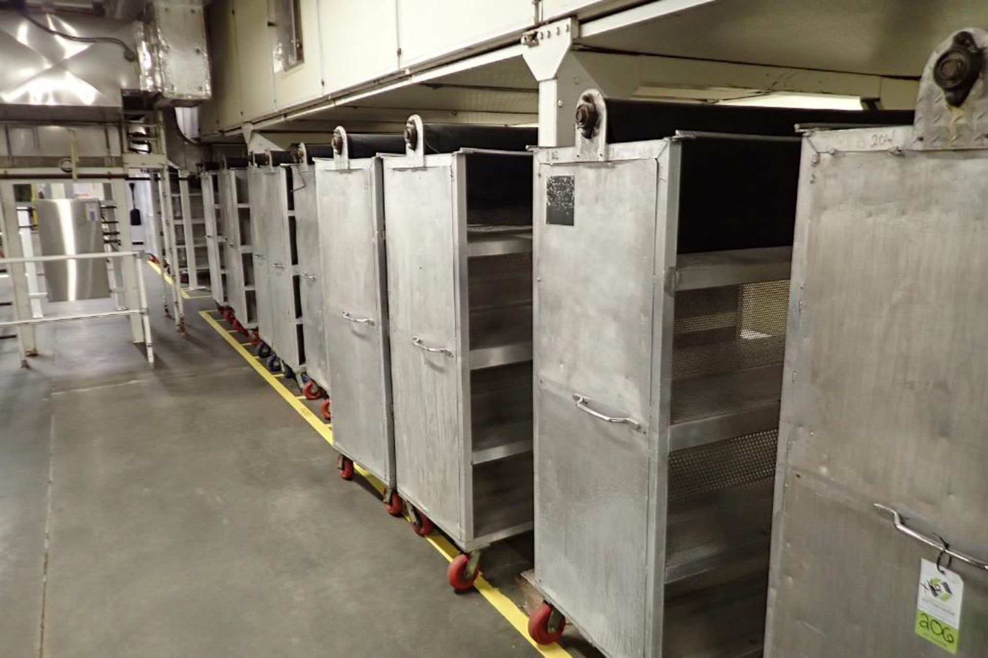 Aluminum bread carts, 63 in. long x 27 in. deep x 70 in. tall, 4 shelves, on casters. **Rigging Fee: - Image 5 of 6