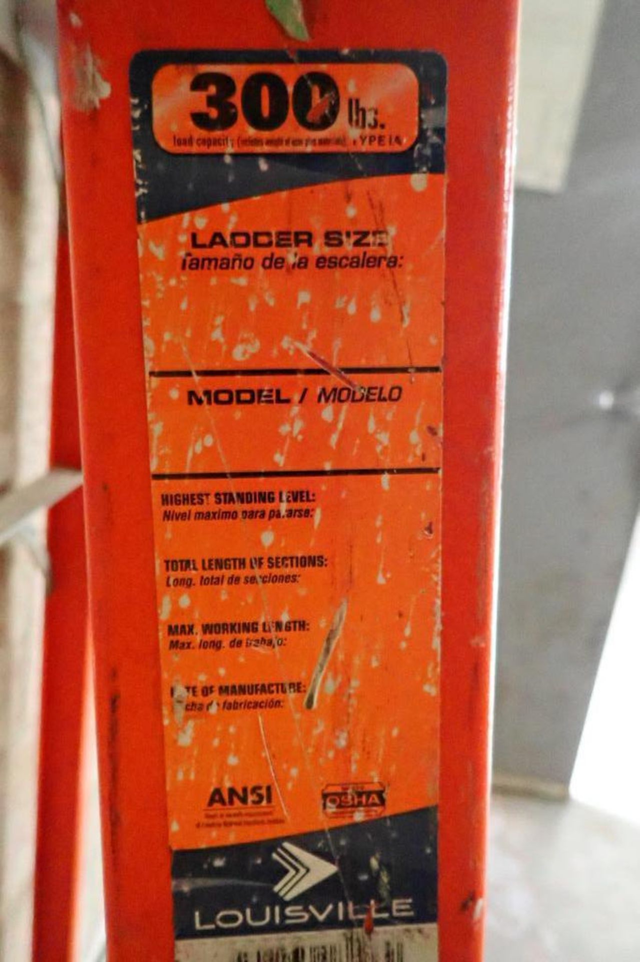 Louisville 4 ft. platform fiberglass step ladder (orange). **Rigging Fee: $10** - Image 2 of 3