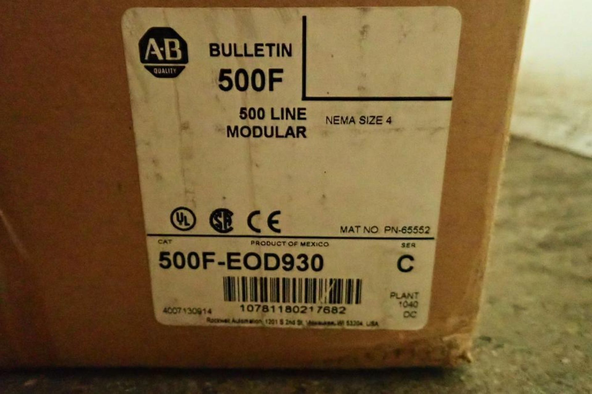 Unused Allen Bradley starter for mixer, 500 line modular. **Rigging Fee: $10** - Image 10 of 10