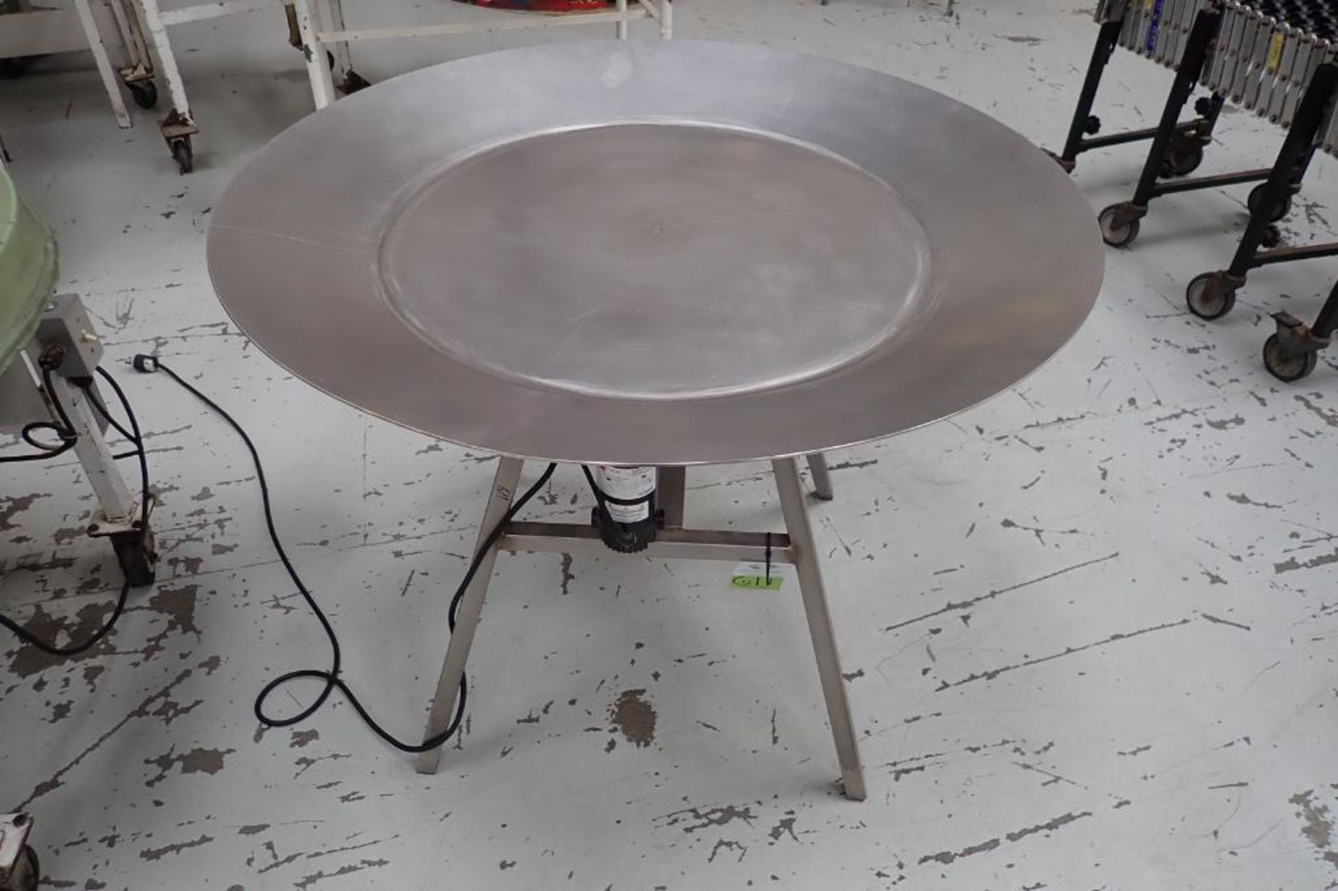 SS rotating accumulating table, 44 in dia., with drive. **Rigging Fee: $50**