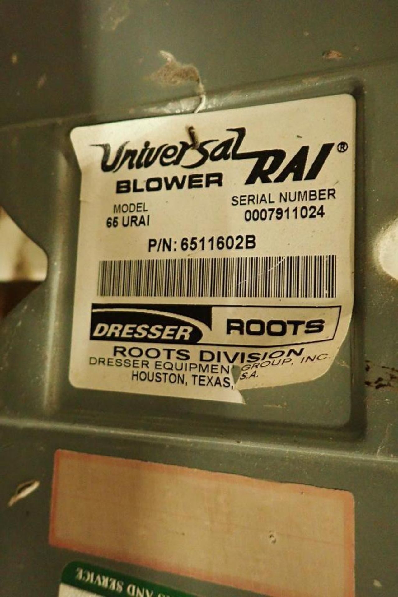 20 HP Roots blower package, Model: 65 URAI, SN: 0007911024. **Rigging Fee: $250** - Image 6 of 6