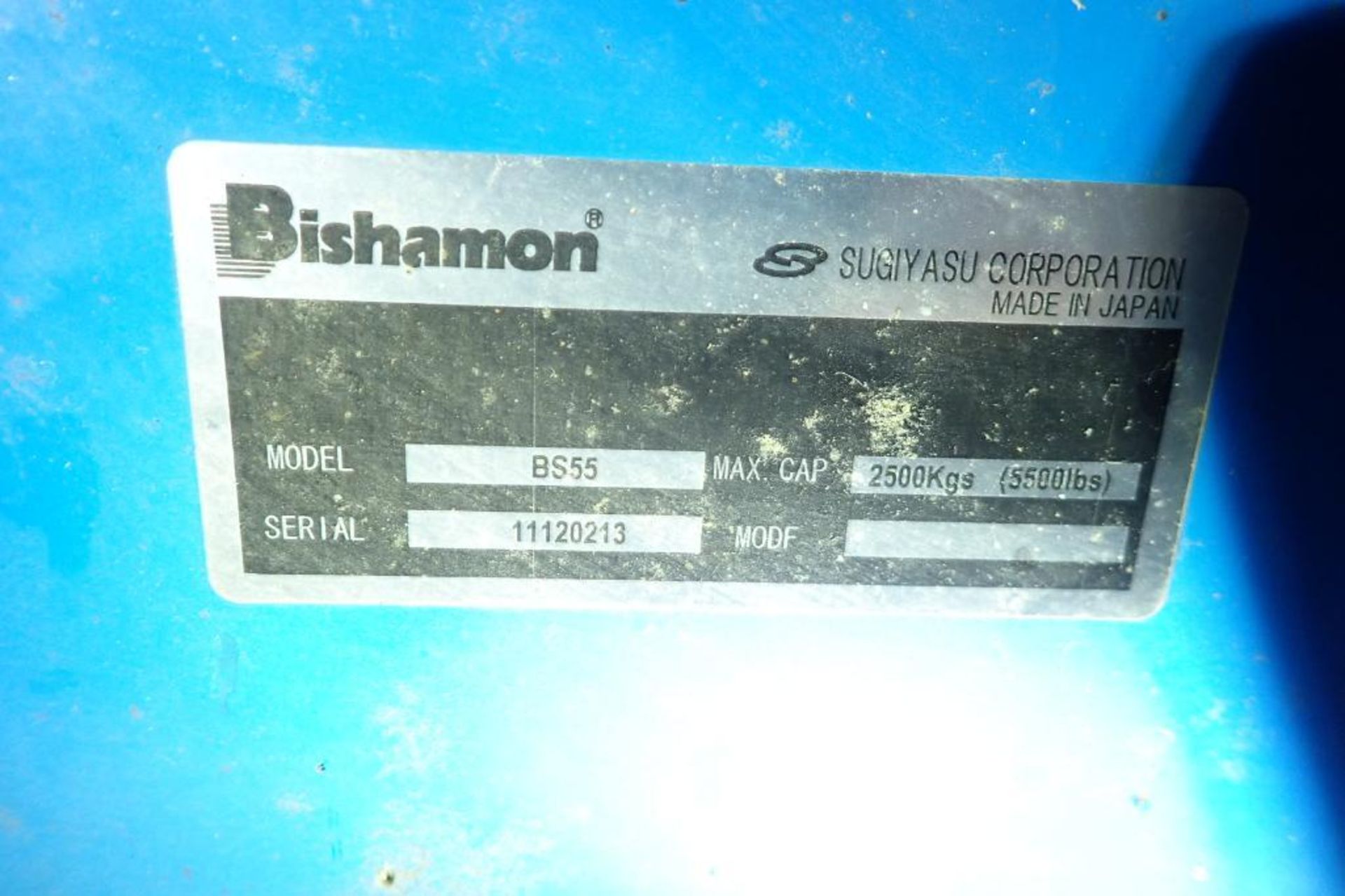 Bishamon hydraulic pallet jack, Model BS55, 5,500 lb. capacity, blue.. **Rigging Fee: $10** - Image 5 of 5