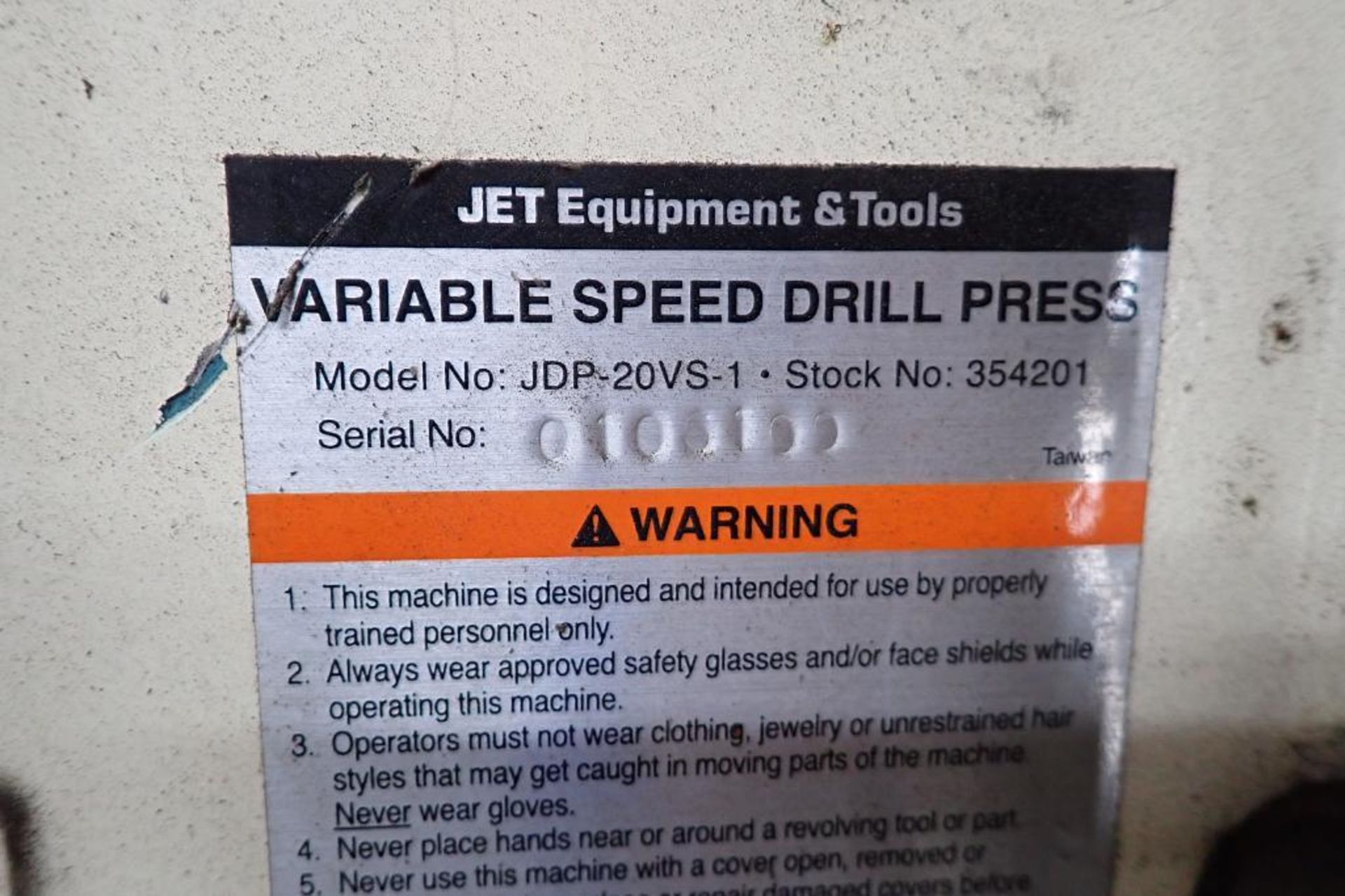 JET floor Model drill press, Model JDP-20VS-1, SN 0106100. **Rigging Fee: $100** - Image 8 of 8