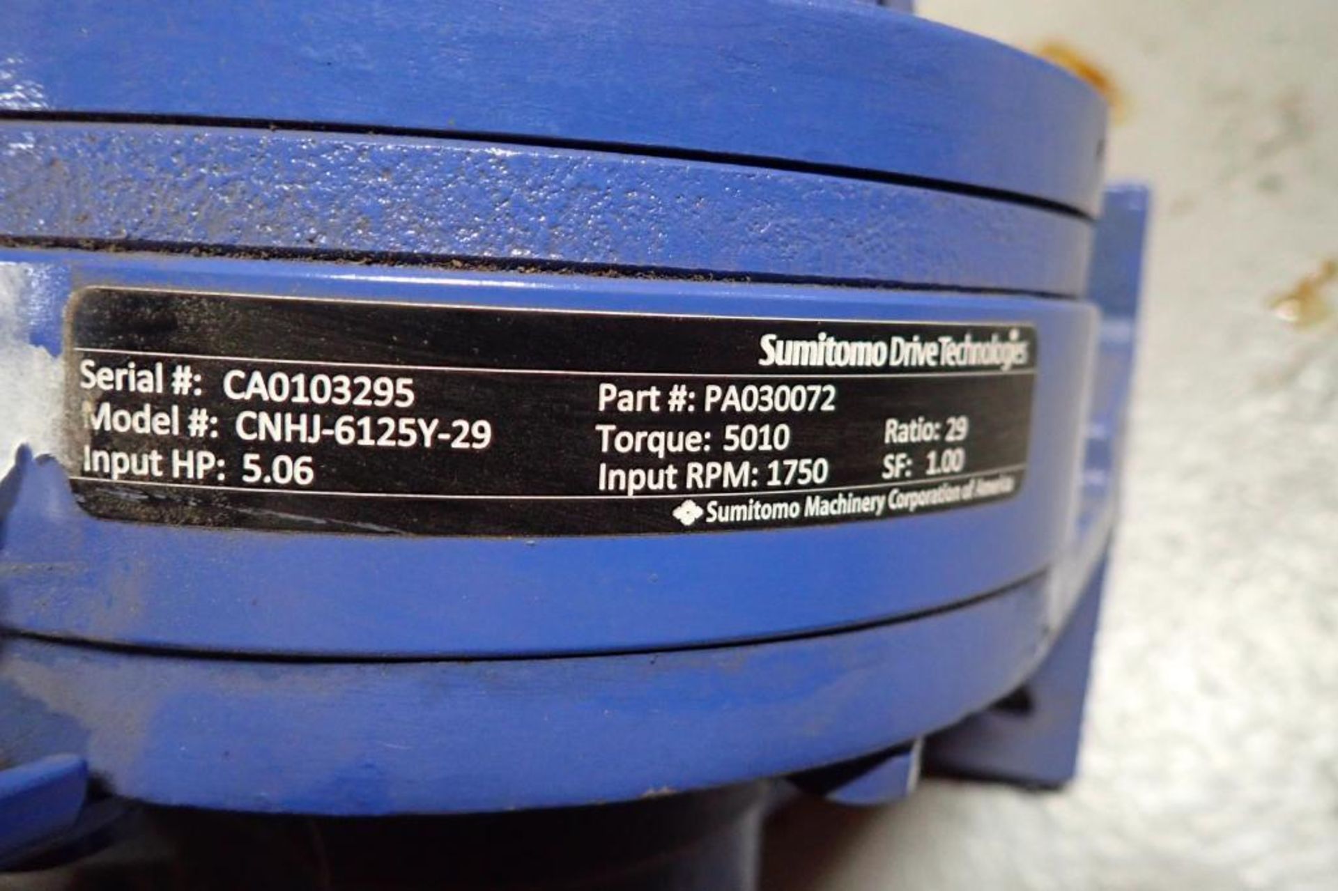 Unused Sumitomo drive, 5.06 hp input, 1750 rpm, ratio 29, toque 5010. **Rigging Fee: $25** - Image 5 of 5