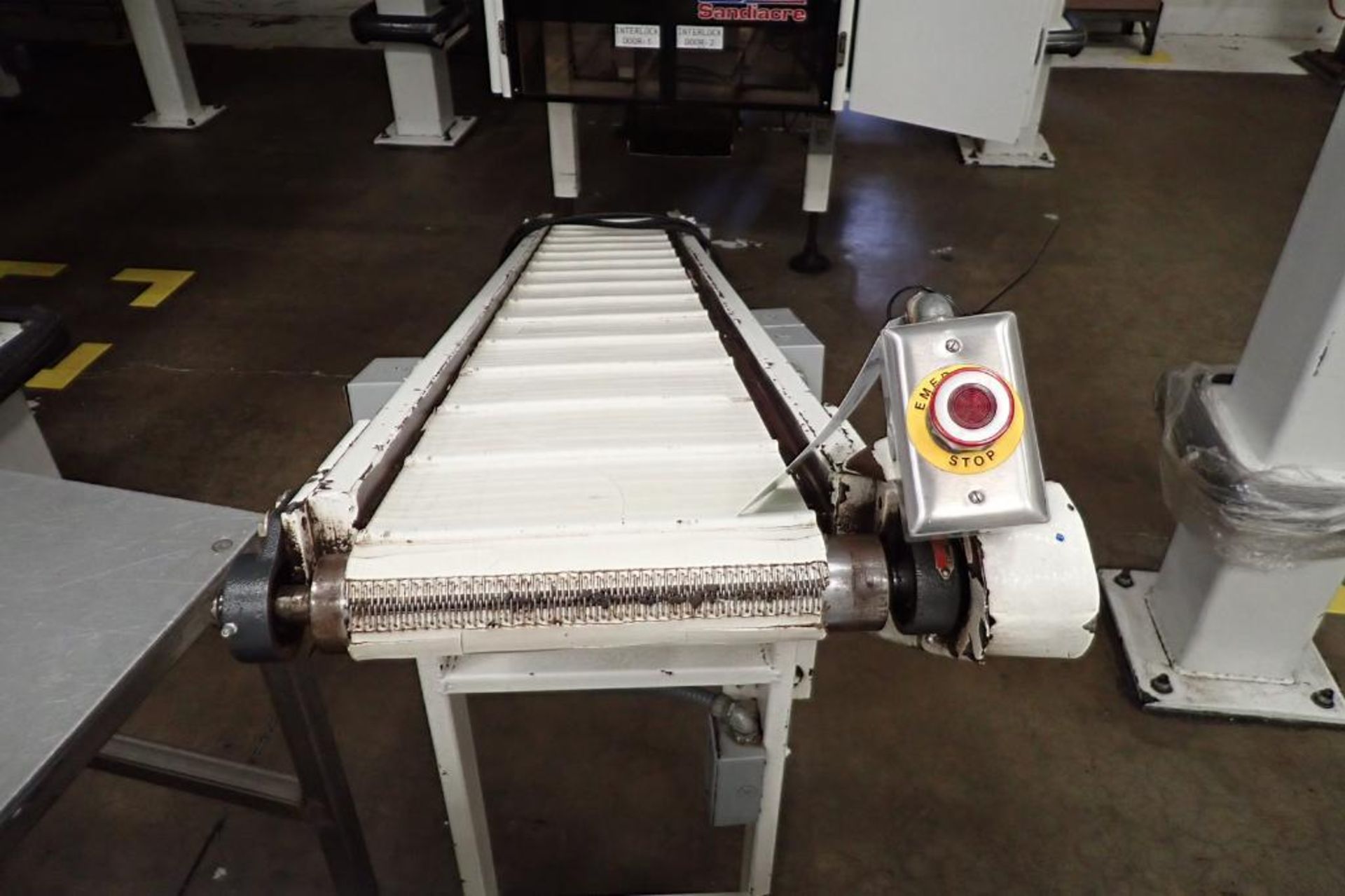 Incline rubber belt conveyor, cleated, 102 in. long x 12 in. wide, 48 in. discharge, mild steel fram - Image 6 of 6