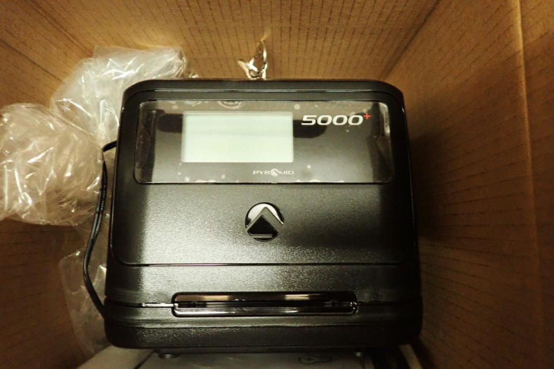 Pyramid 3600ss time clock and document stamp, Pyramid 5000 auto totaling time clock. **Rigging Fee: - Image 4 of 7