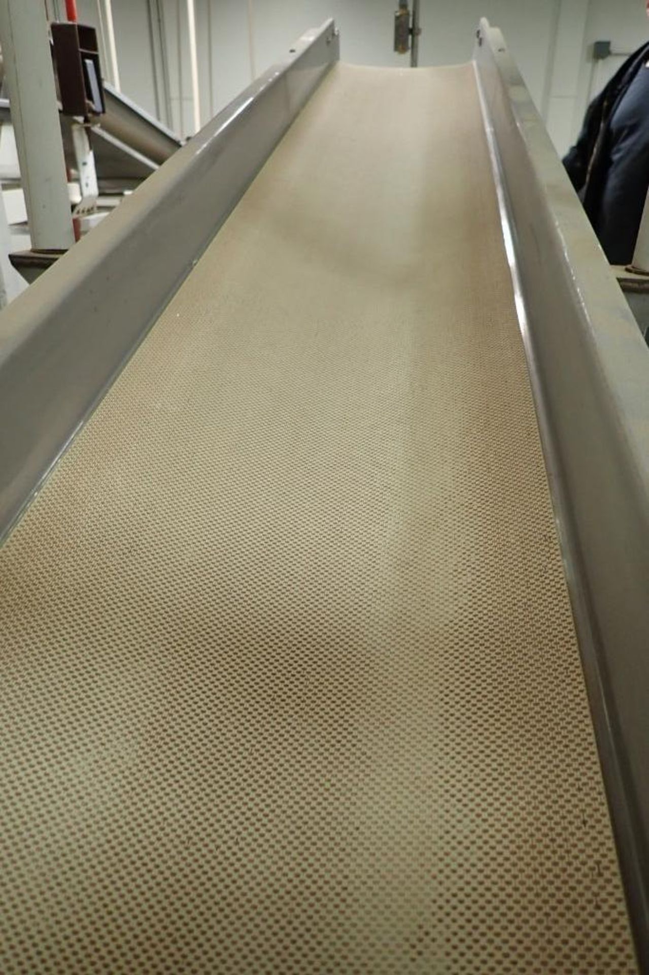 SS belt conveyor, 151 in. long x 12 in. wide, suspended from scale frame. **Rigging Fee: $300** - Image 4 of 6