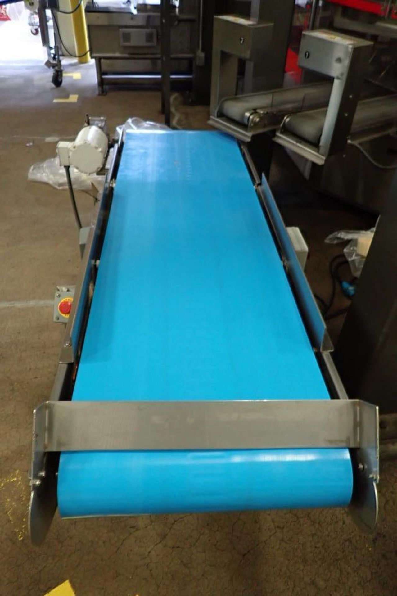 SS blue belt hand pack-off conveyor, 88 in. long x 24 in. wide x 29 in. tall, with (2) hand pack-off - Image 2 of 6