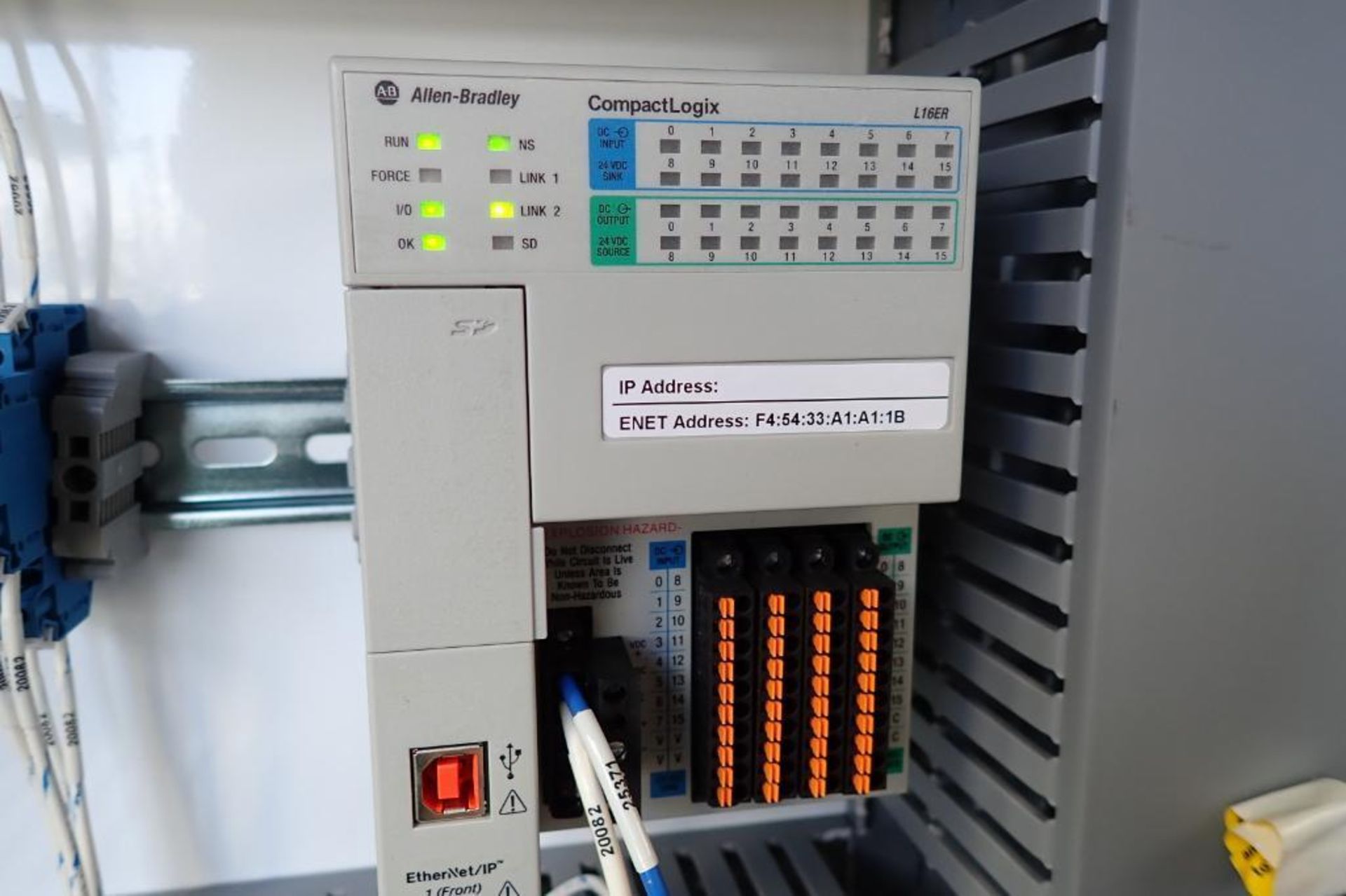 Industrial Automation SS control panel, w/ Allen Bradley Compact Logix L16ER PLC, for flour silos. *