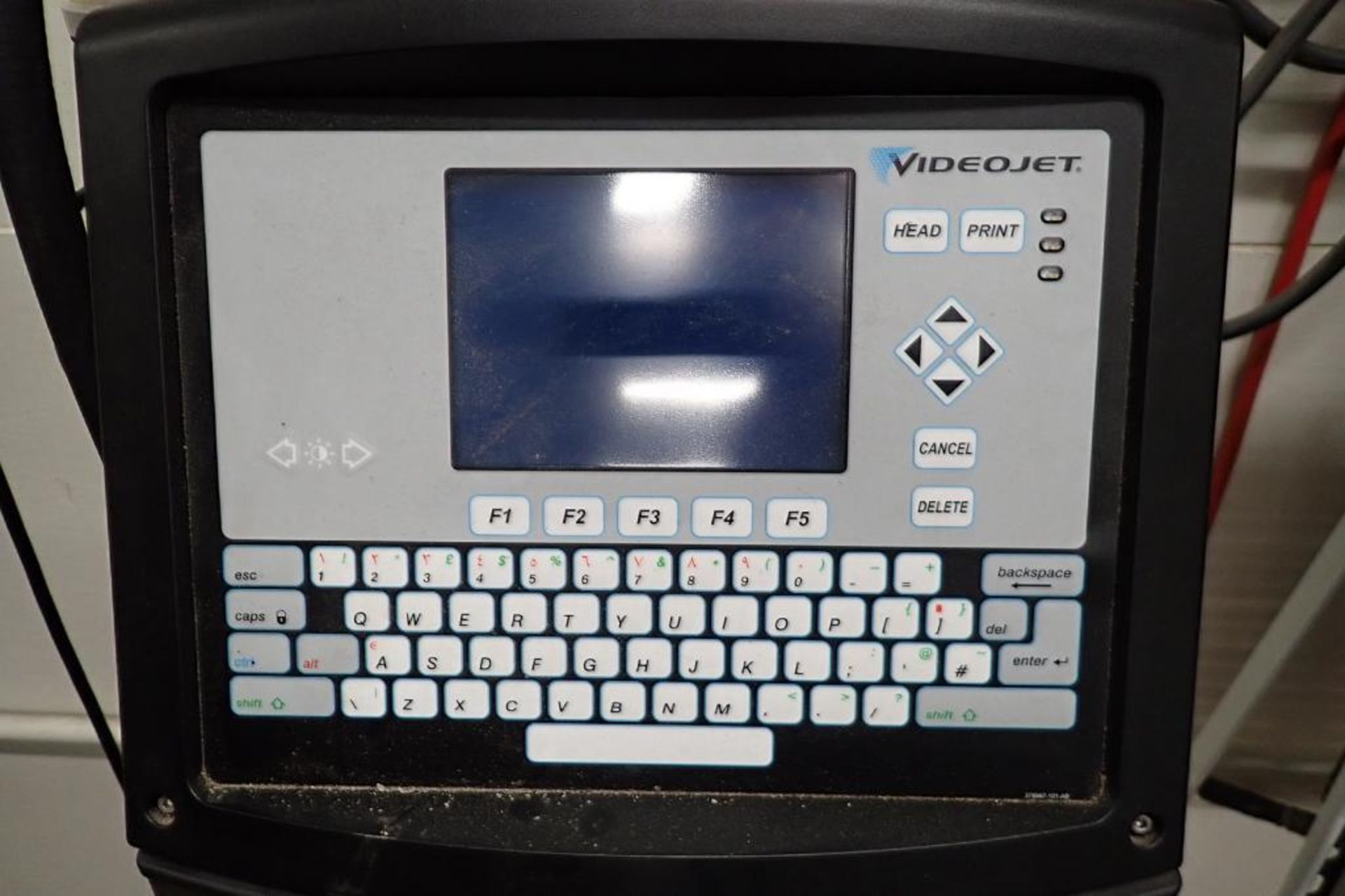 Videojet ink jet coder, Model 1520, SN 1306369C22ZH, with print head, on cart. **Rigging Fee: $75** - Image 2 of 6