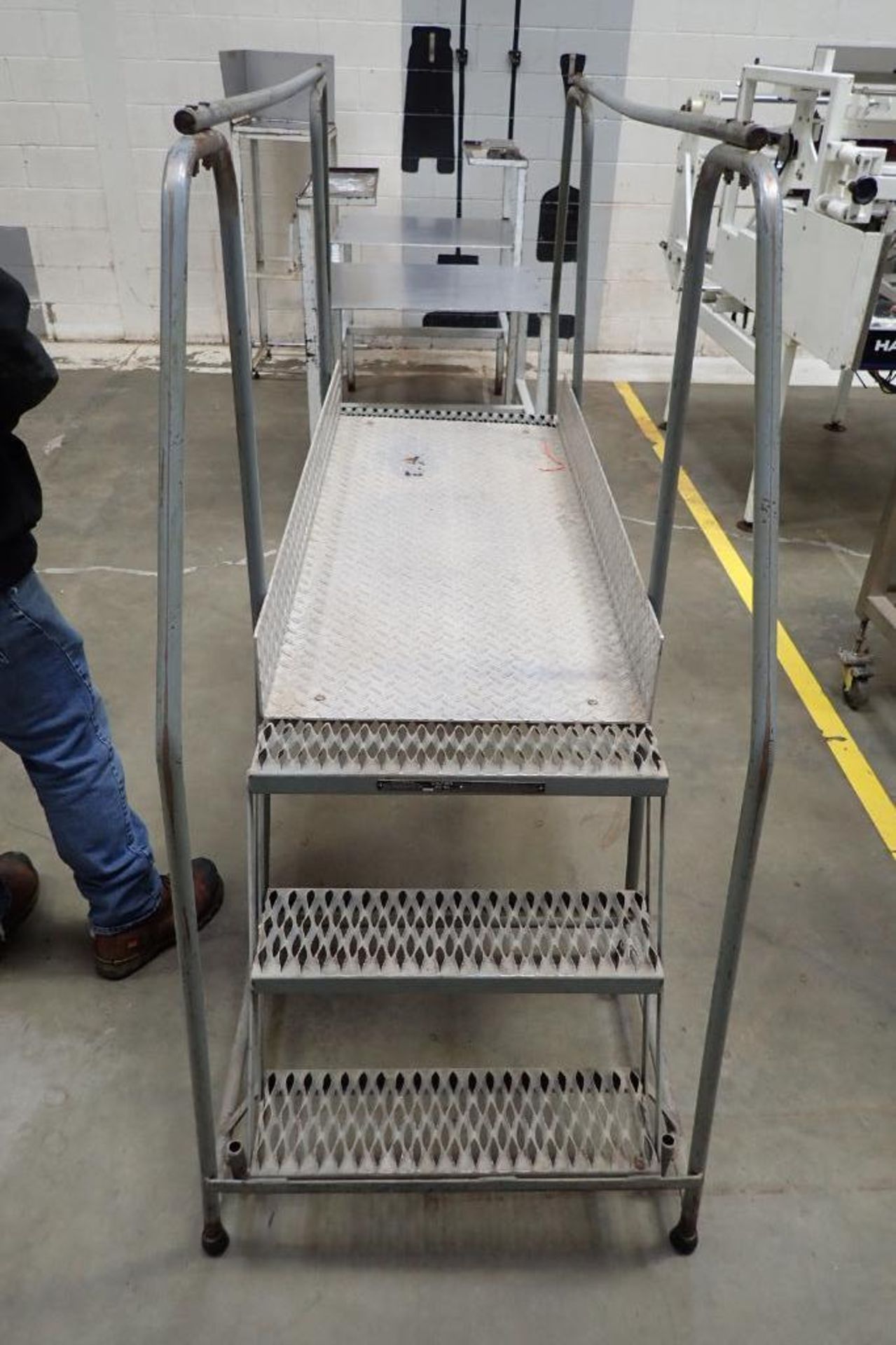(2) Cotterman 3-step mild steel steps made into conveyor crossover 43 in. wide clear x 30 in. tall.. - Image 2 of 3