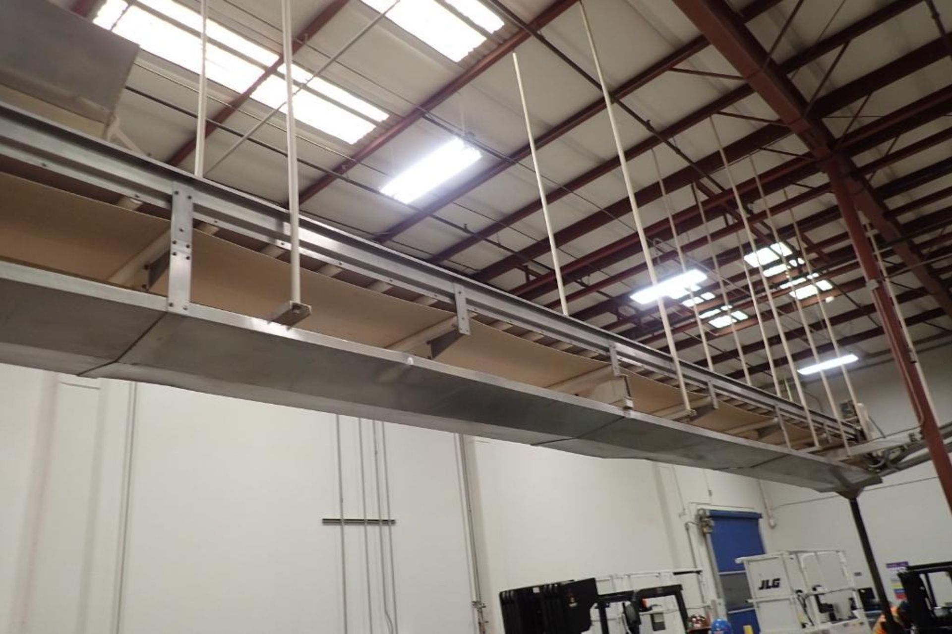 Rail-Conveyor SS belt conveyor, 45 ft. long x 24 in. wide, SS frame, suspended from ceiling. **Riggi - Image 2 of 7