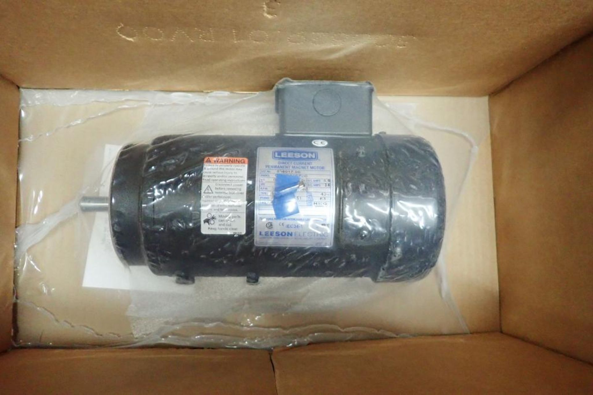 Unused Leeson DC motor, 1 hp, 3000 rpm, Frame 71D, 180 volt. **Rigging Fee: $10**