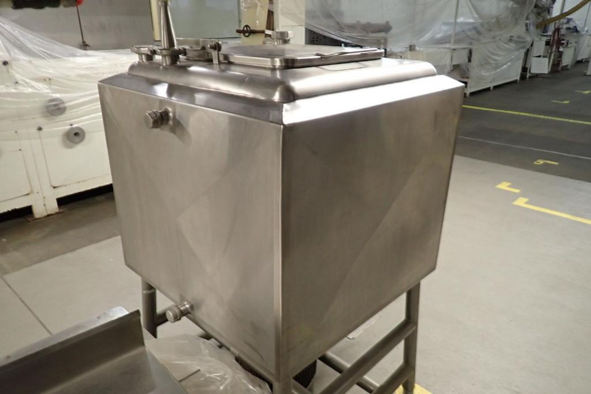 Norman Machine SS liquiverter, Model DS-100, SN: 636, square 100 gal. tank, jacketed, 15 HP direct d - Image 3 of 8