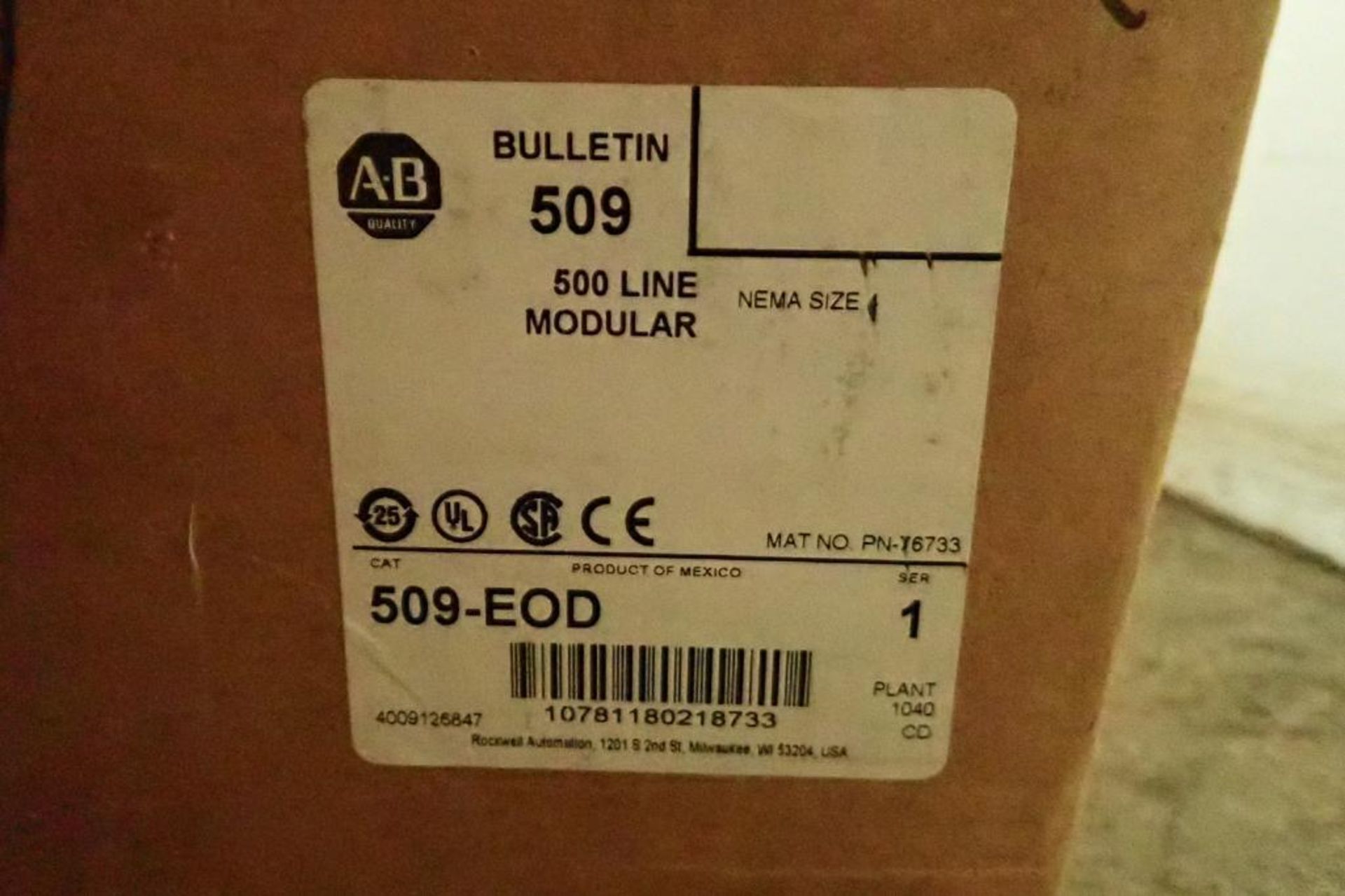 Unused Allen Bradley starter for mixer, 500 line modular. **Rigging Fee: $10** - Image 9 of 9