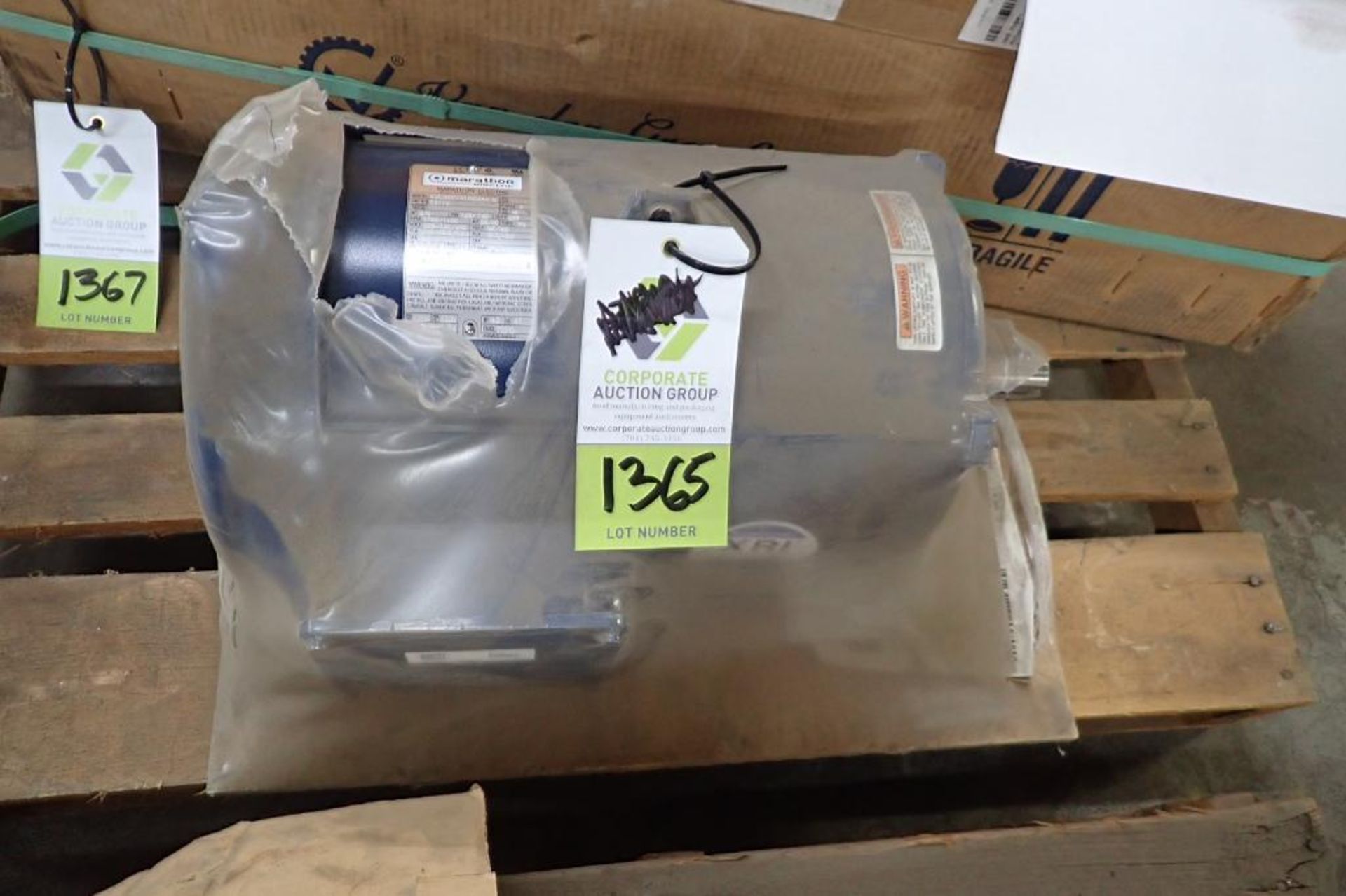 Unused Marathon electric motor, 10/10 HP, 1765/1460 rpm, 215T frame, 208-230/480V, 3 phase. **Riggin