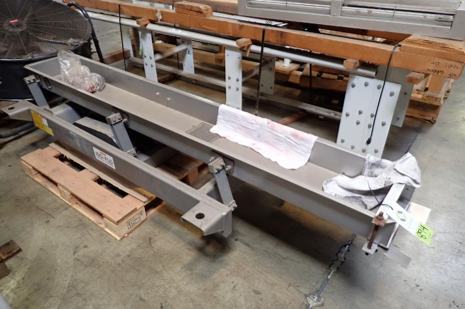 Key vibratory conveyor, 92 in. long x 12 in. wide x 6 in. deep, no frame. **Rigging Fee: $100**