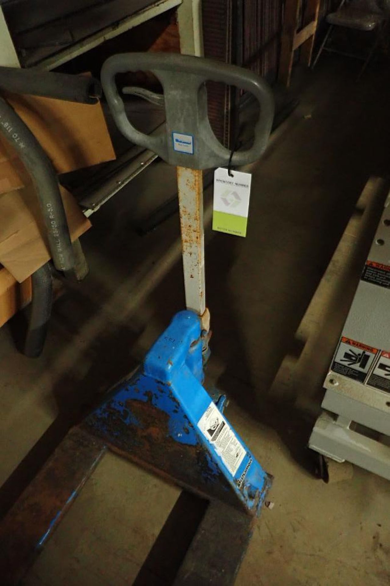 Bishamon hydraulic pallet jack, Model BS55, 5,500 lb. capacity, blue.. **Rigging Fee: $10** - Image 3 of 5