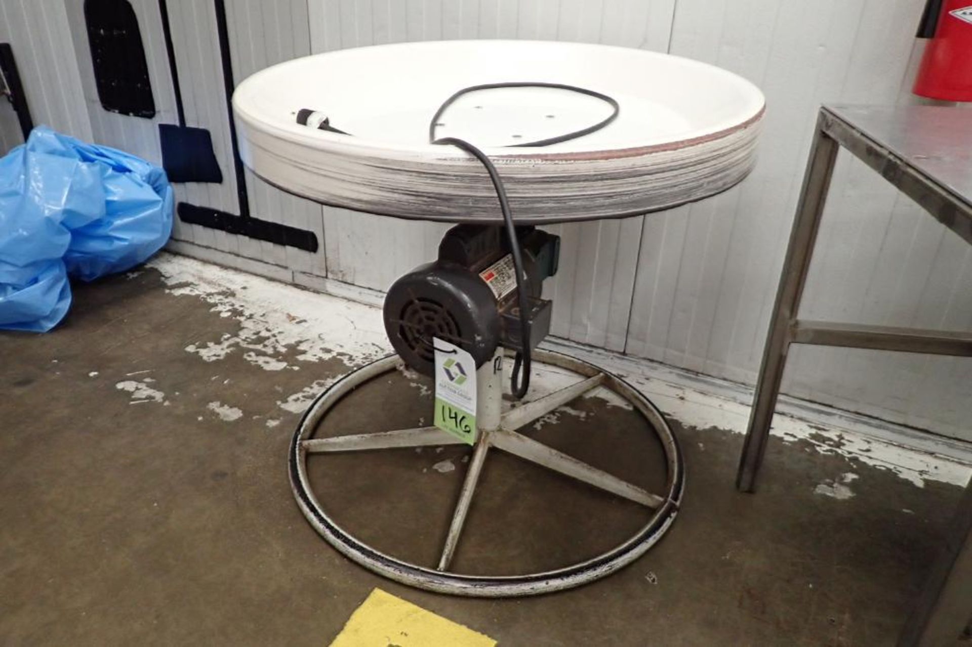 Plastic rotating accumulation table, 36 in. dia., withdrive. **Rigging Fee: $50**