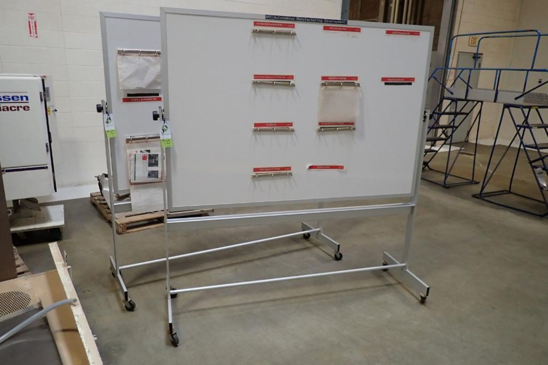 (2) Best Rite production white boards, aluminum frames, double sided, on wheels. **Rigging Fee: $50*