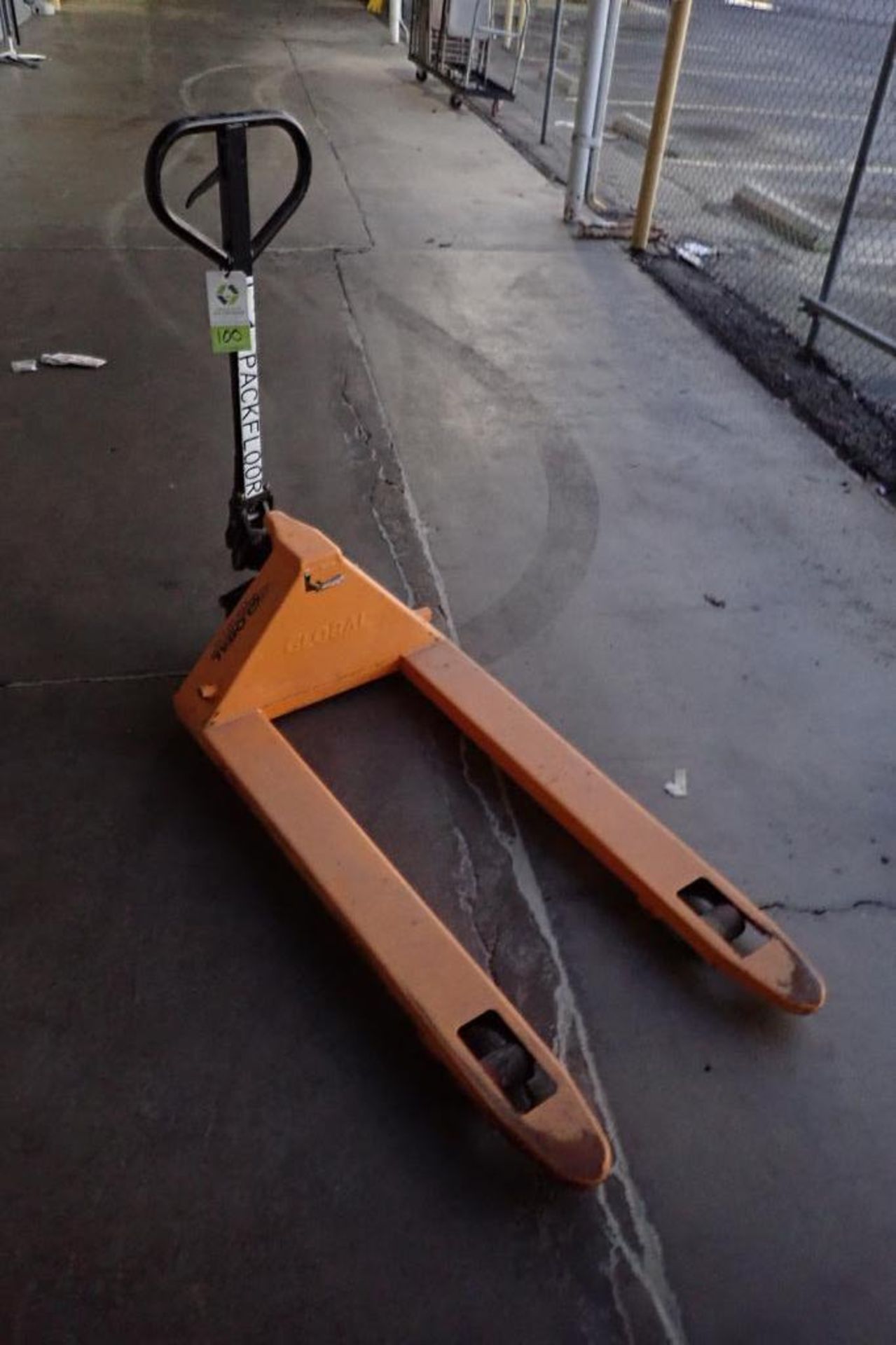 Global Industrial pallet jack, 5500 lb capacity, yellow. **Rigging Fee: $10** - Image 3 of 4