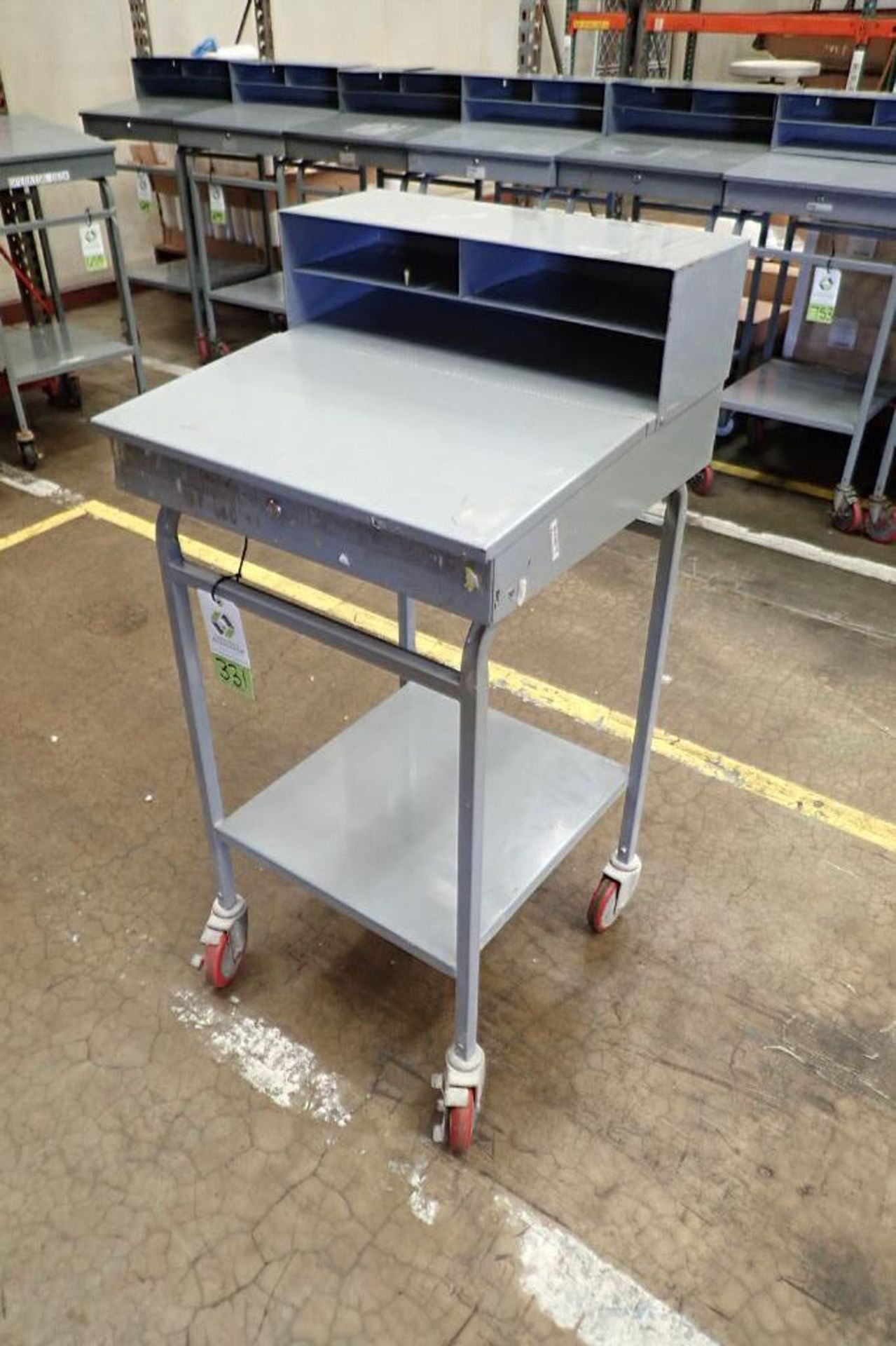 Win-Holt mild steel shipping desk on casters. **Rigging Fee: $10** - Image 2 of 3