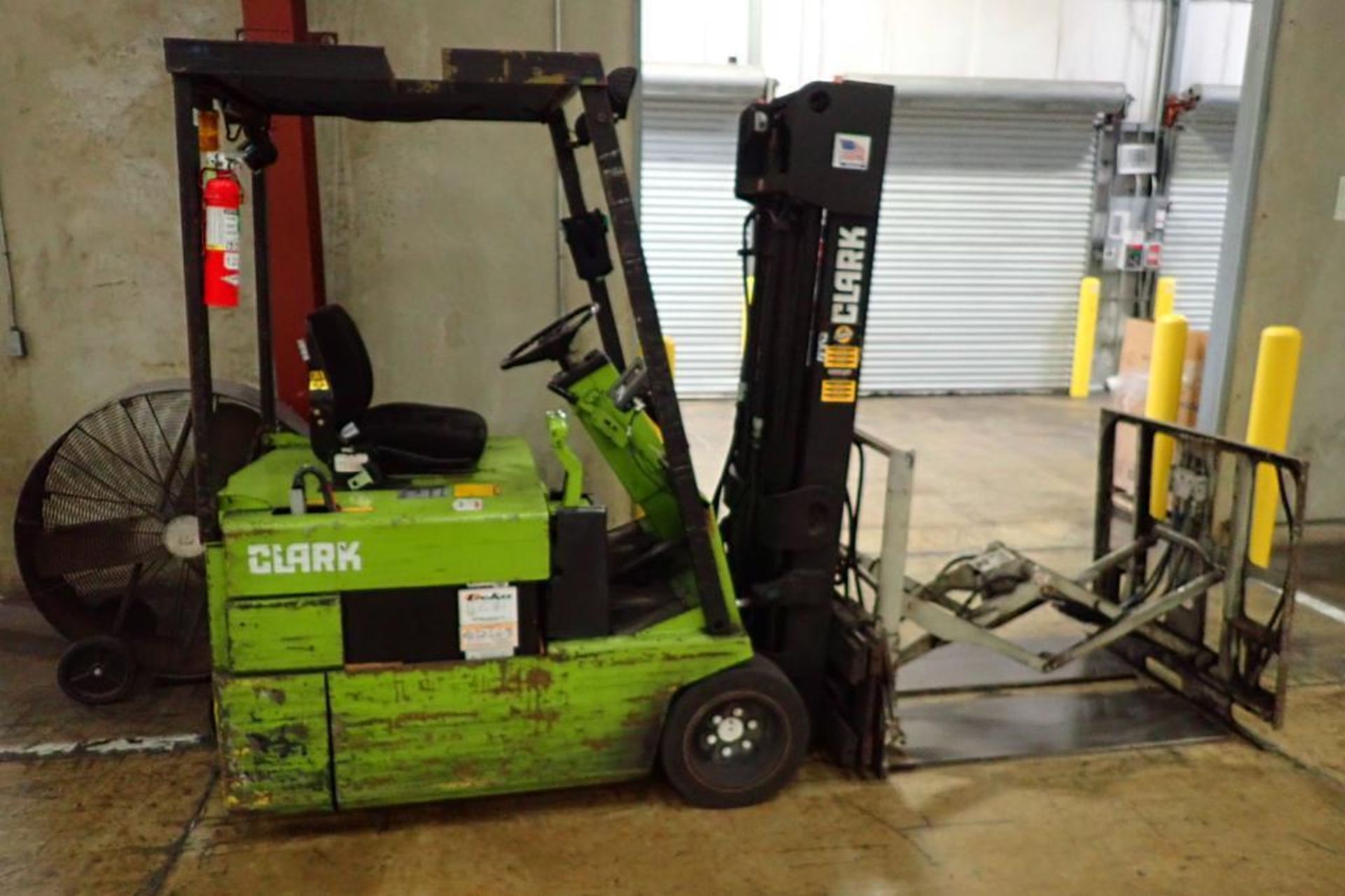 Clarke 36 volt electric lift truck, Model TM15, SN TM247-0846-8865FB, 2,625 lb., 128 in. Brudi slip