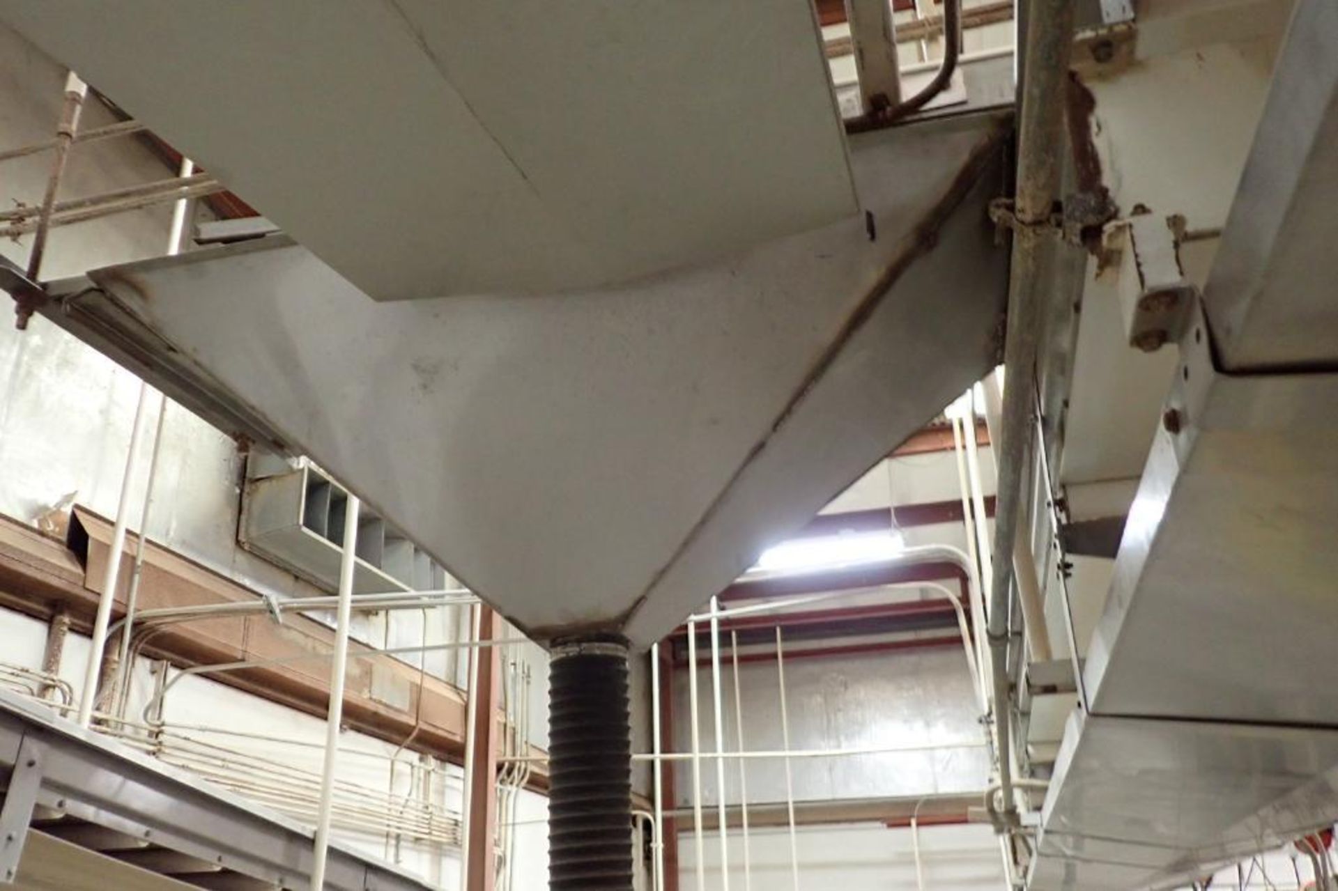 Wire belt conveyor, 48 in. long x 18 in. wide, mild steel frame, suspended from ceiling. **Rigging F - Image 4 of 5