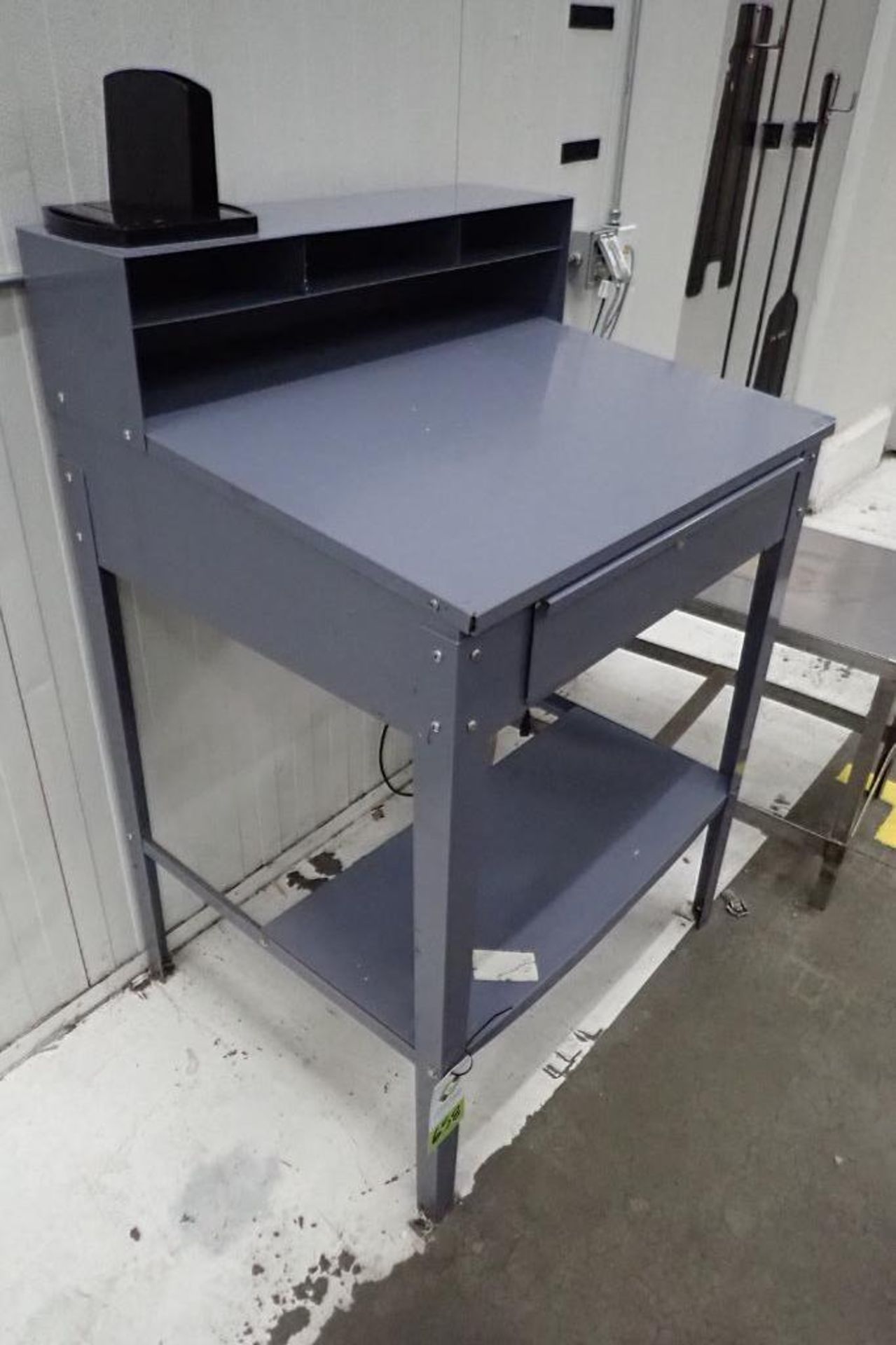 Win-Holt mild steel shipping desk, 35 in. wide, no wheels. **Rigging Fee: $50** - Image 2 of 3