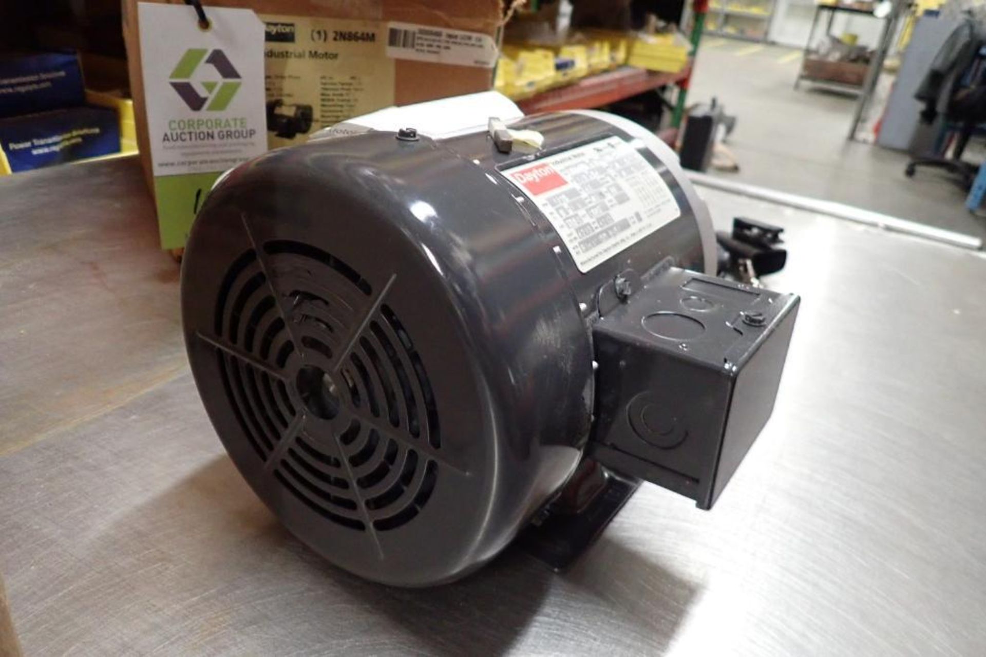 Unused Dayton AC motor, 1/3 hp, 1725 rpm, Frame 56, 208-230/460 volt. **Rigging Fee: $10** - Image 3 of 7