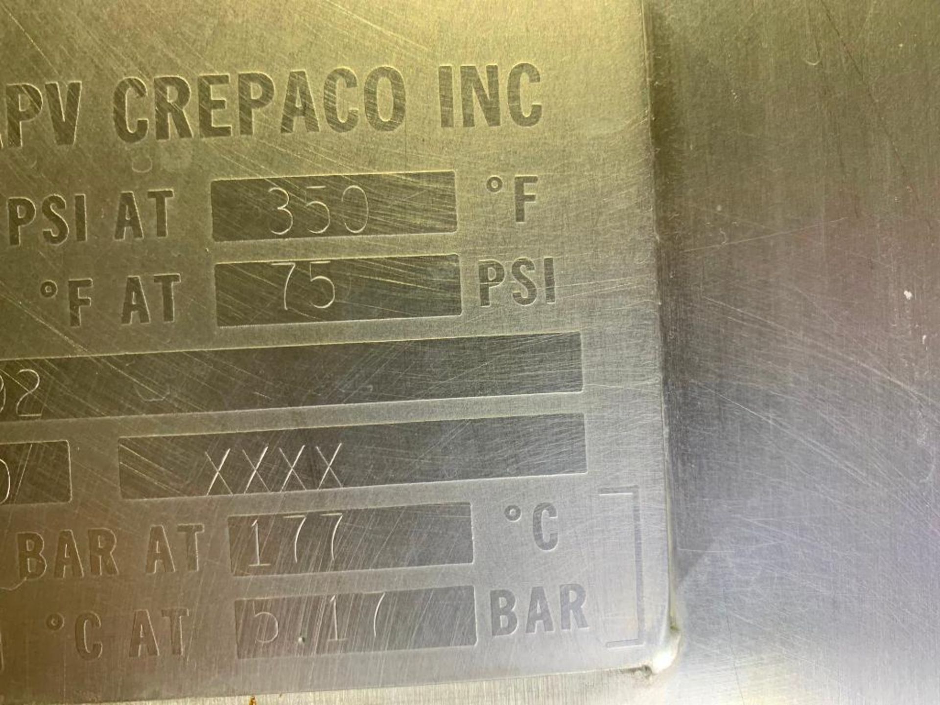 1990 Crepaco 1000 Gal. SS jacketed tank. (Located in Faison, NC) - Image 14 of 36