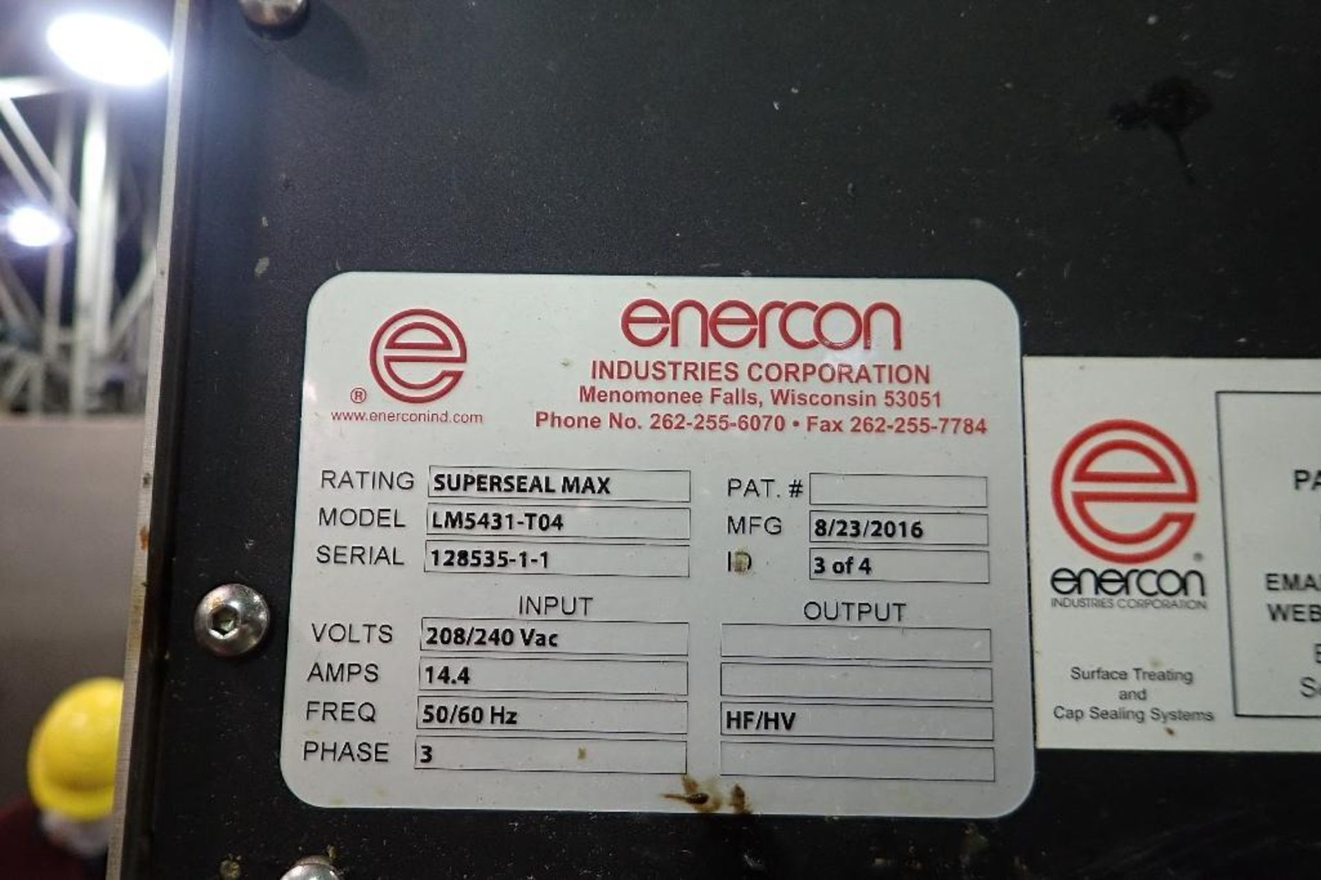 Enercon induction capper - (Located in Newport, TN) - Image 3 of 5