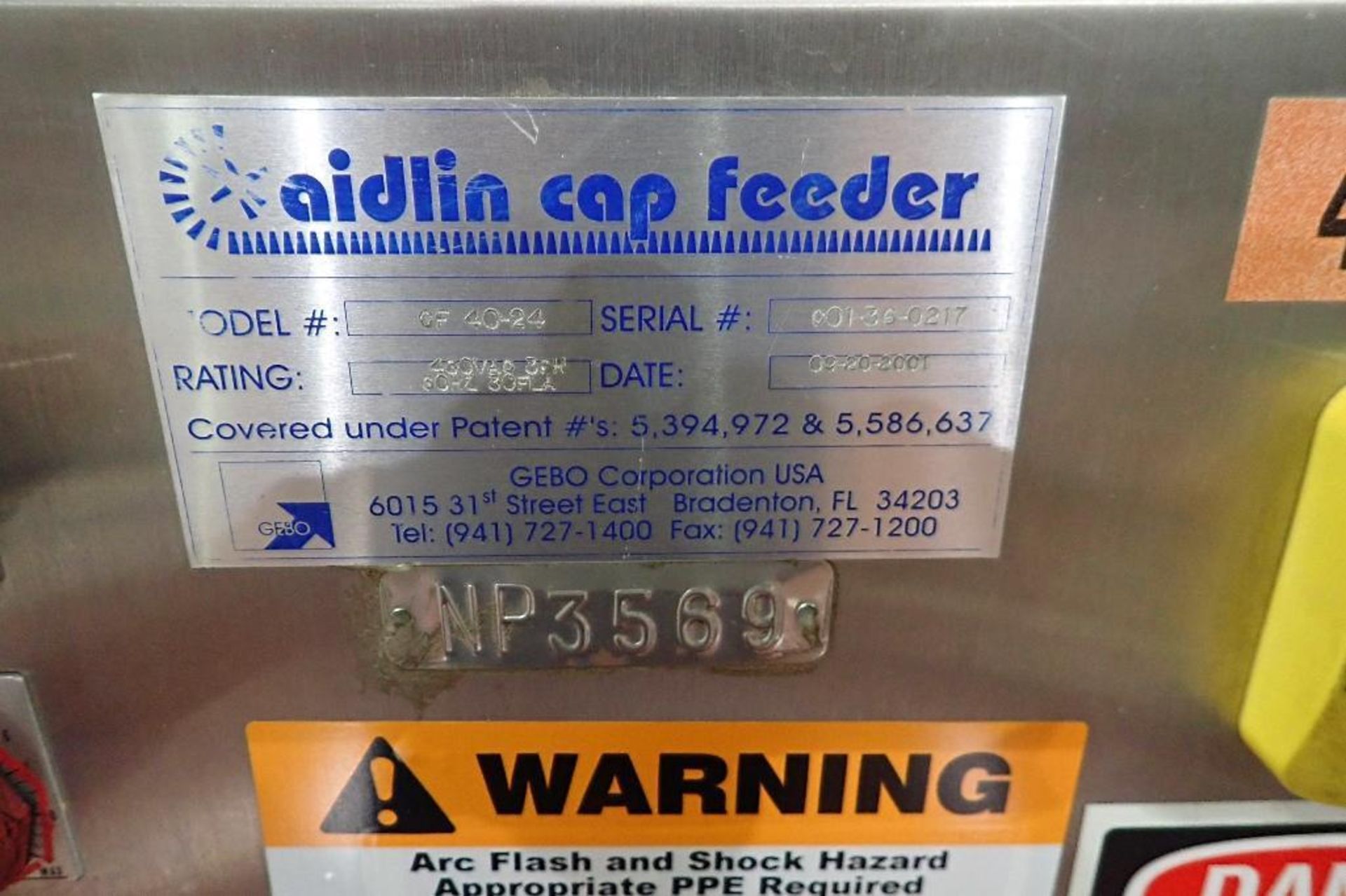 Aidlin SS cap feeder - GEBO - (Located in Newport, TN) - Image 6 of 6