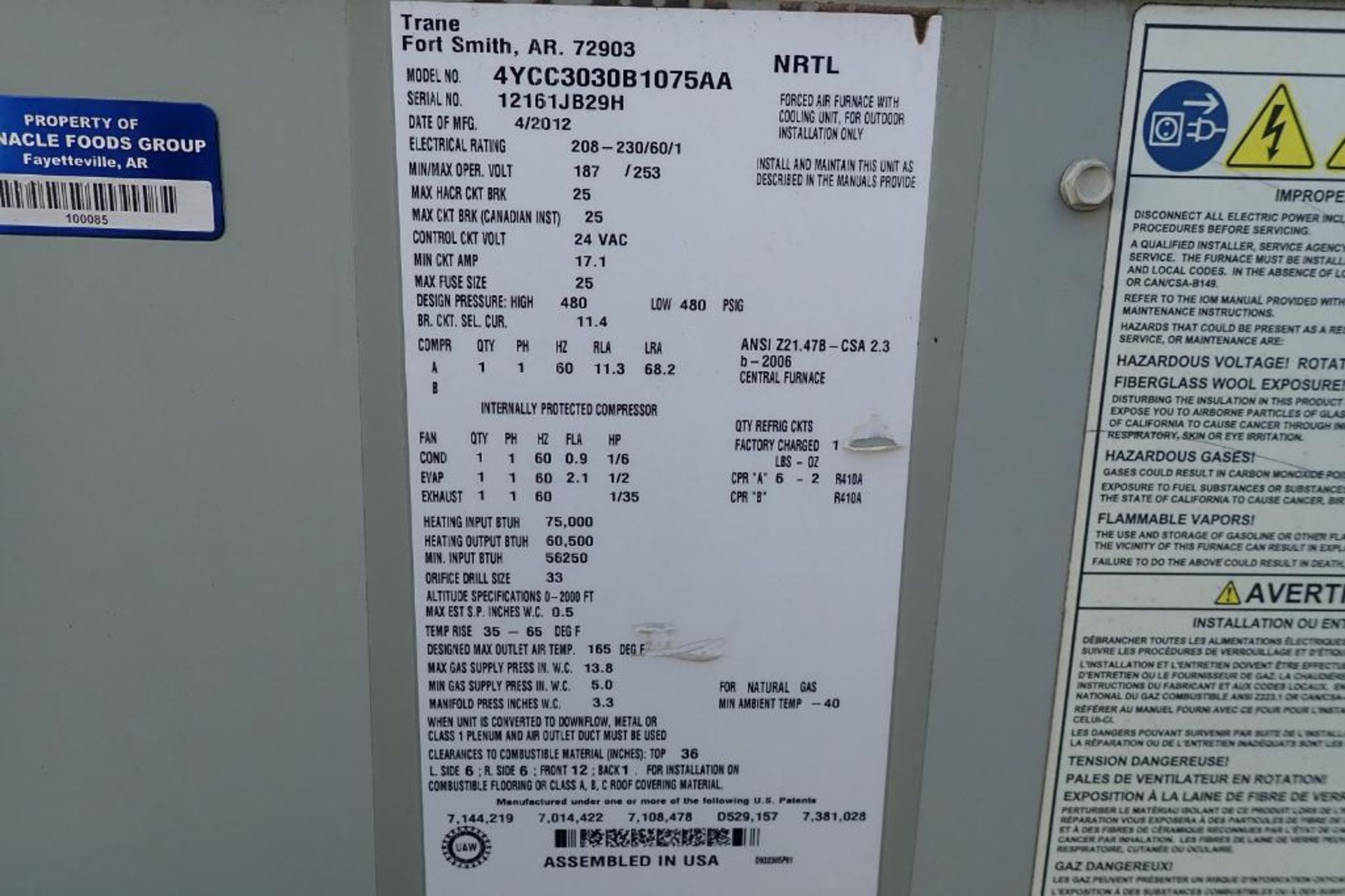 2012 Trane AC Unit - (Located in Fayetteville, AR) - Image 7 of 8