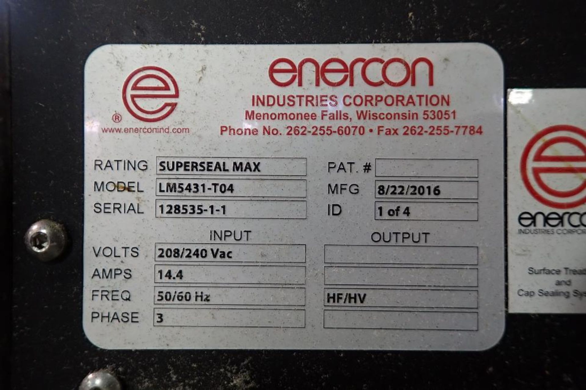 Enercon induction capper - (Located in Newport, TN) - Image 5 of 5