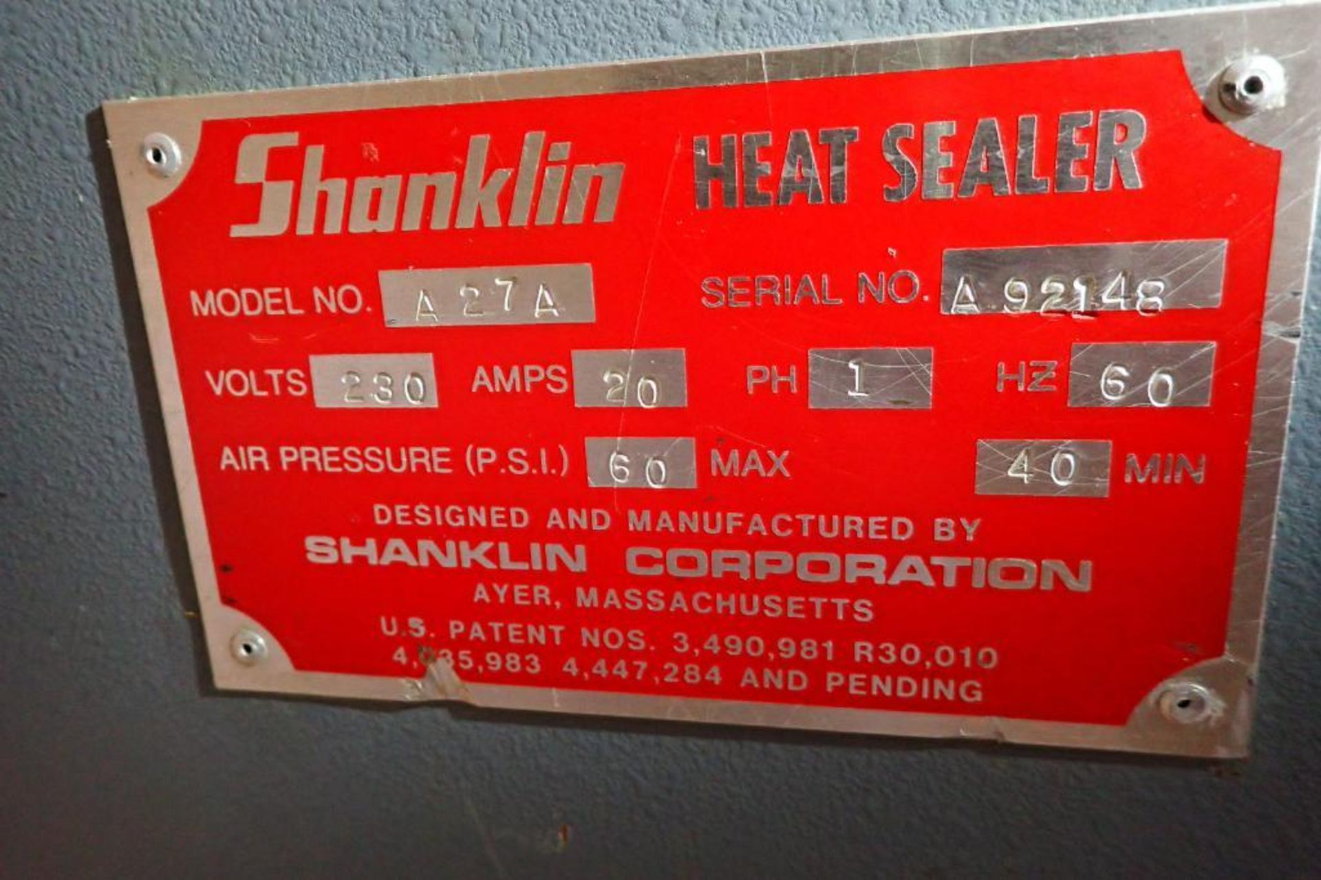 Shanklin L-bar sealer - (Located in Fayetteville, AR) - Image 10 of 10